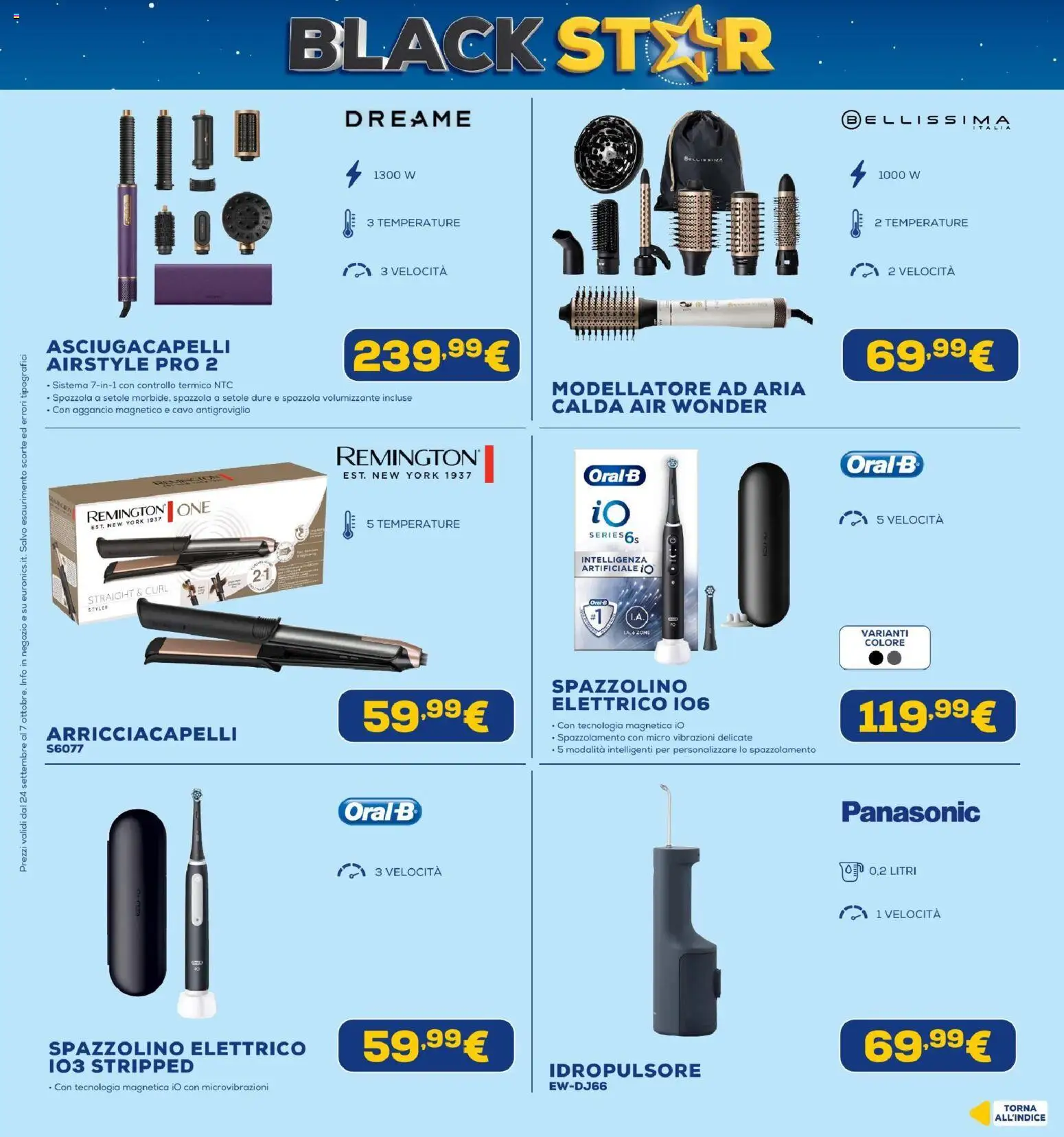 Volantino Euronics del 24/09/2026 | Pagina: 30 | Prodotti: Spazzolino, Cavo, Asciugacapelli, Spazzolino elettrico