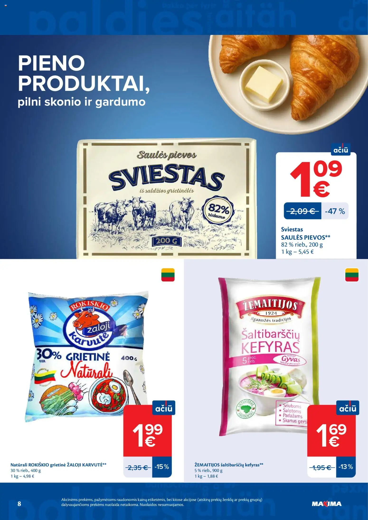 MAXIMA akcijos nuo 2026.07.07 | Puslapis: 8 | Prekių: Sviestas, Grietinė