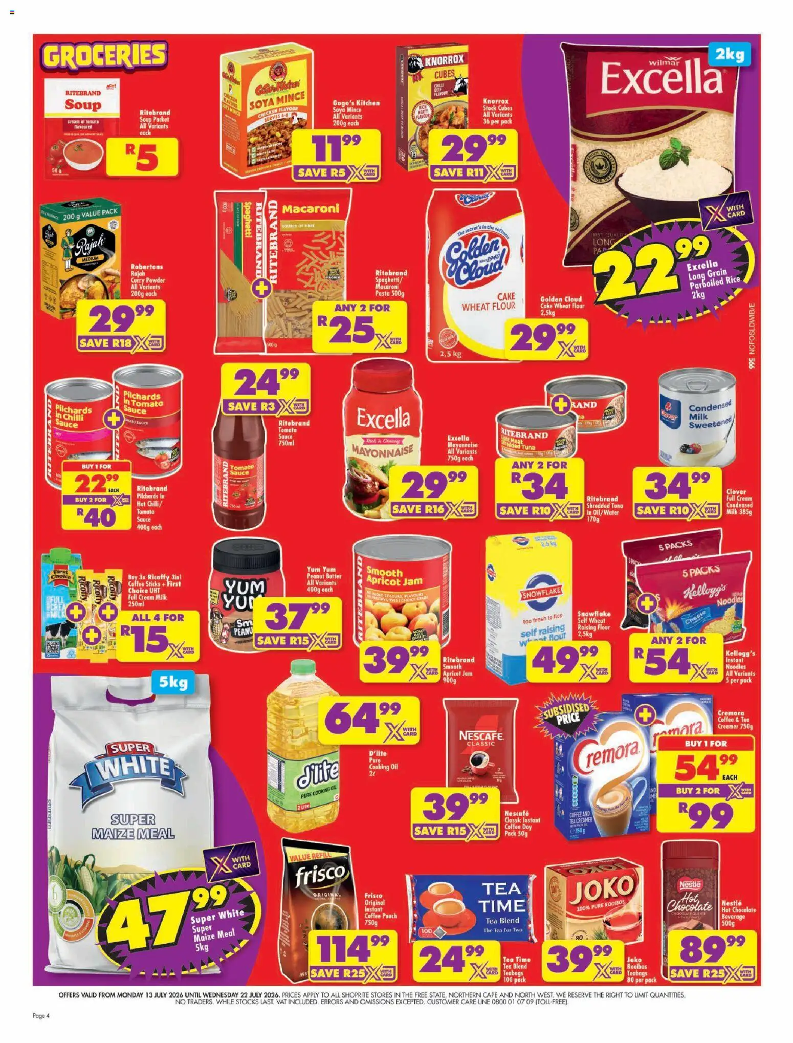 New Shoprite catalogue – valid from 13/07/2026 | Page: 4 | Products: Oil, Cream, Peanut butter, Curry powder