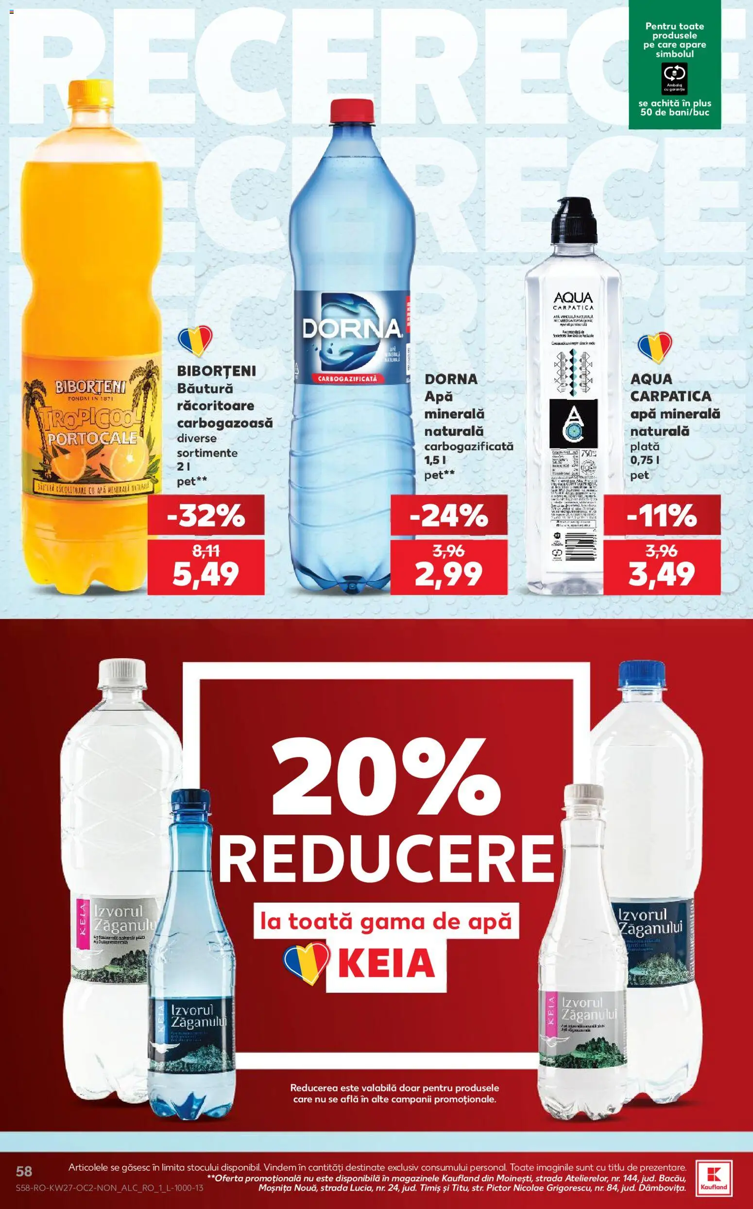 Noul catalog Kaufland – valabil de la 01.07.2026 | Pagină: 58 | Produse: Yazı tahtası kalemi, Portocale, Apă