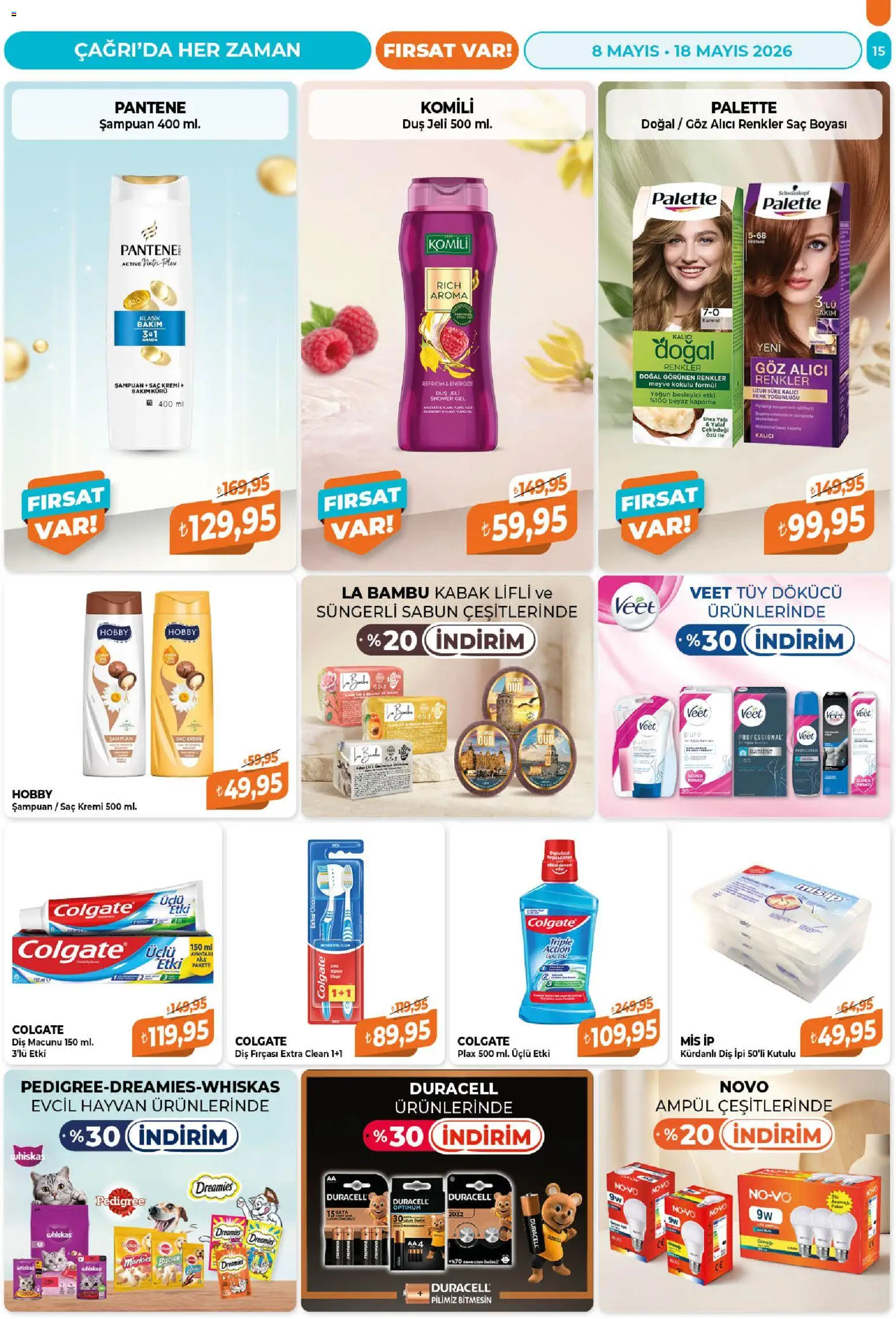 Çağrı Market Katalog - 08.05.2026 tarihinden itibaren geçerlidir | Sayfa: 15 | Ürünler: Duş, Kabak, Duş jeli, Diş fırçası