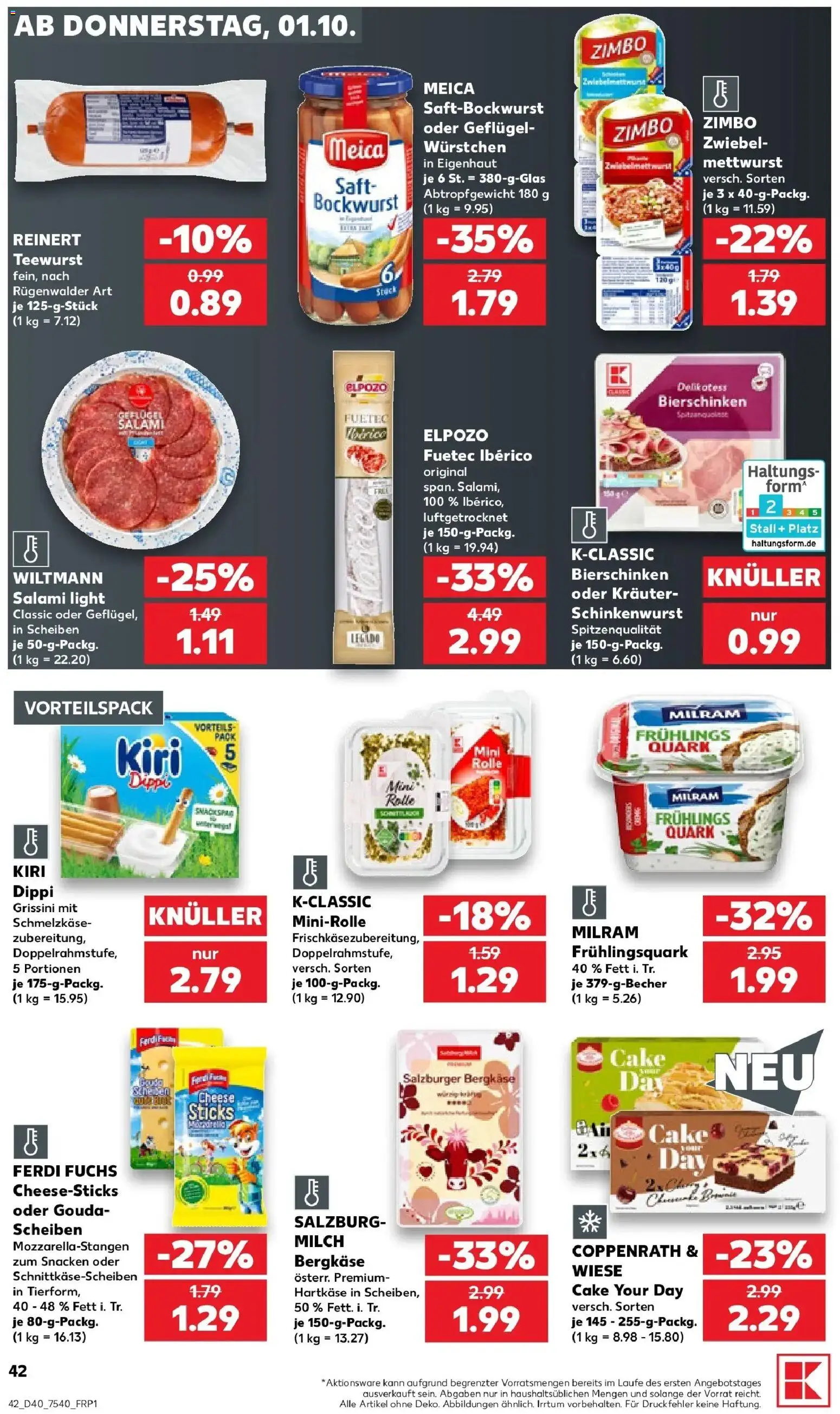 Prospekt Kaufland ab 28.09.2026 » Angebote Online zum Blättern | Seite: 52 | Produkte: Gouda, Milram, Salami, Saft