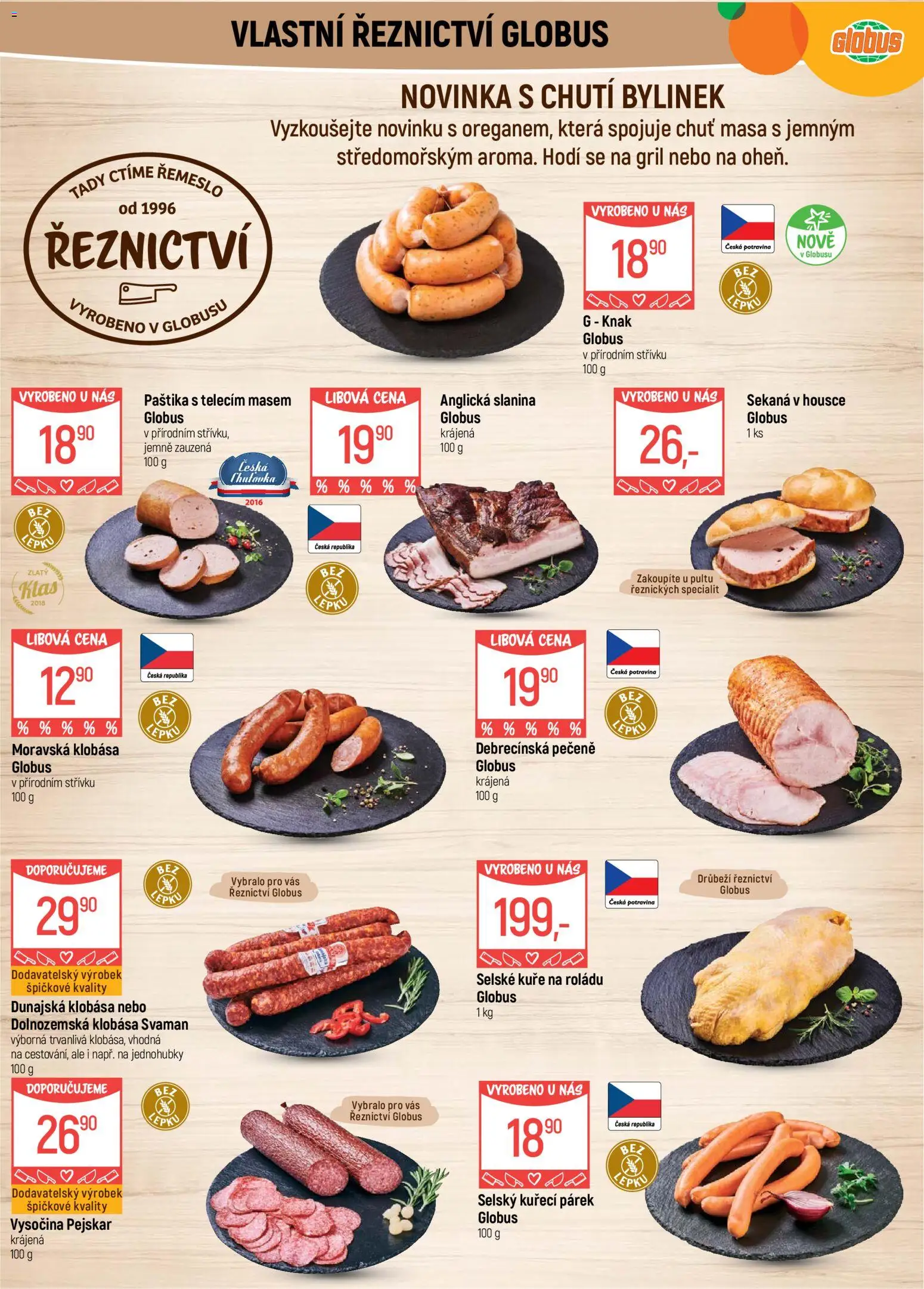 Globus leták od 12.08.2026 | Strana: 6 | Produkty: Sekaná v housce, Vysočina, Slanina, Paštika