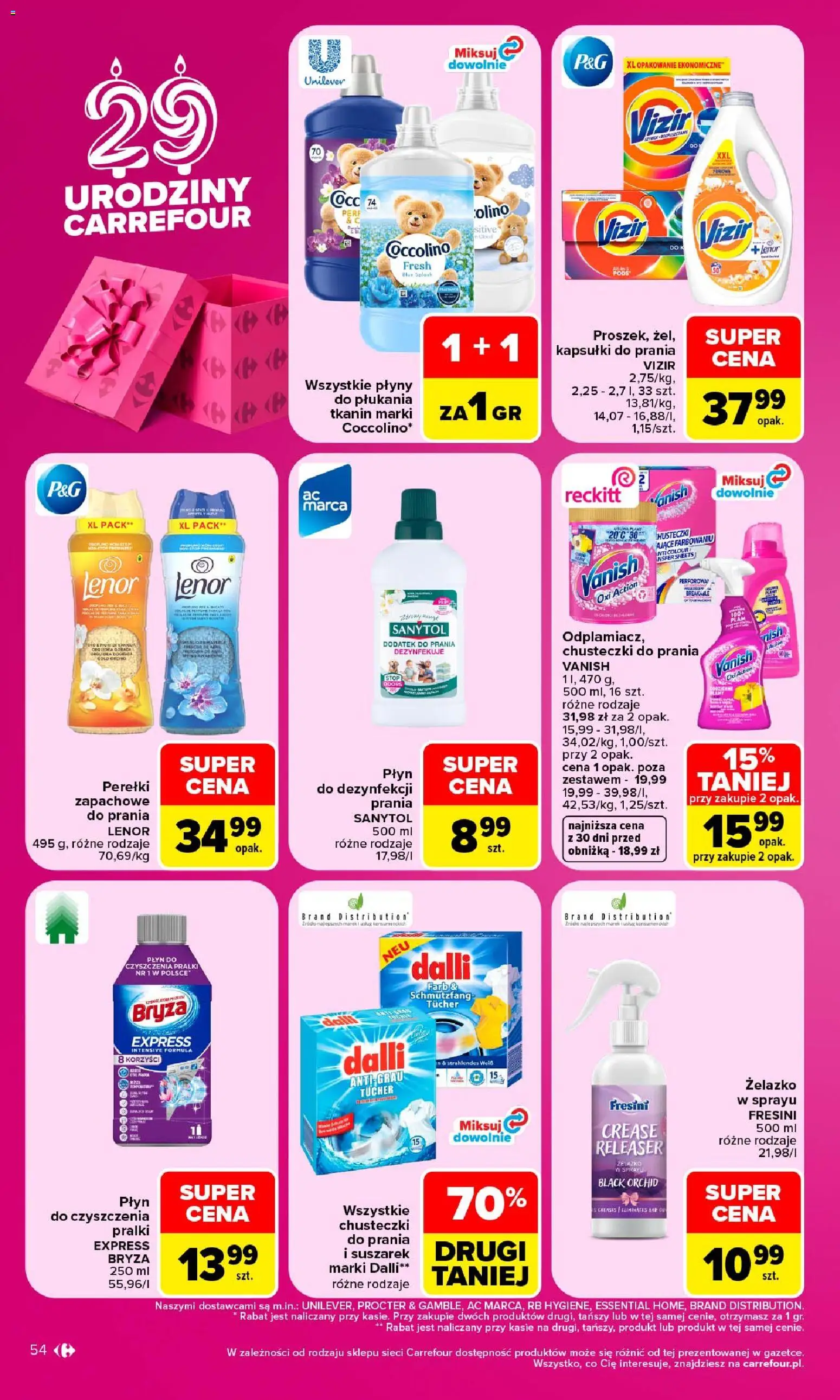 Carrefour gazetka od 28.09.2026 | Strona: 54 | Produkty: Chusteczki, Dodatek do prania, Vizir, Kapsułki do prania