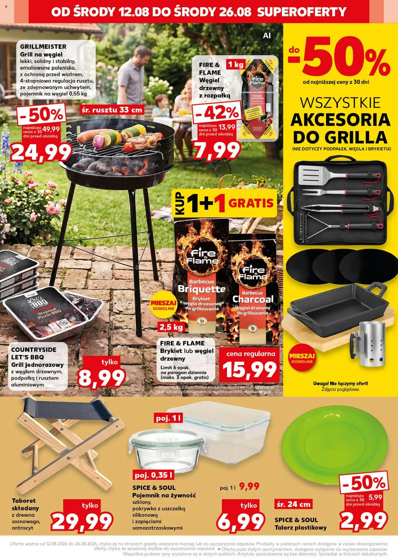 Kaufland gazetka - Złap Okazje od 12.08.2026 | Strona: 16 | Produkty: Węgiel drzewny, Grill, Pojemnik na żywność, Grill jednorazowy