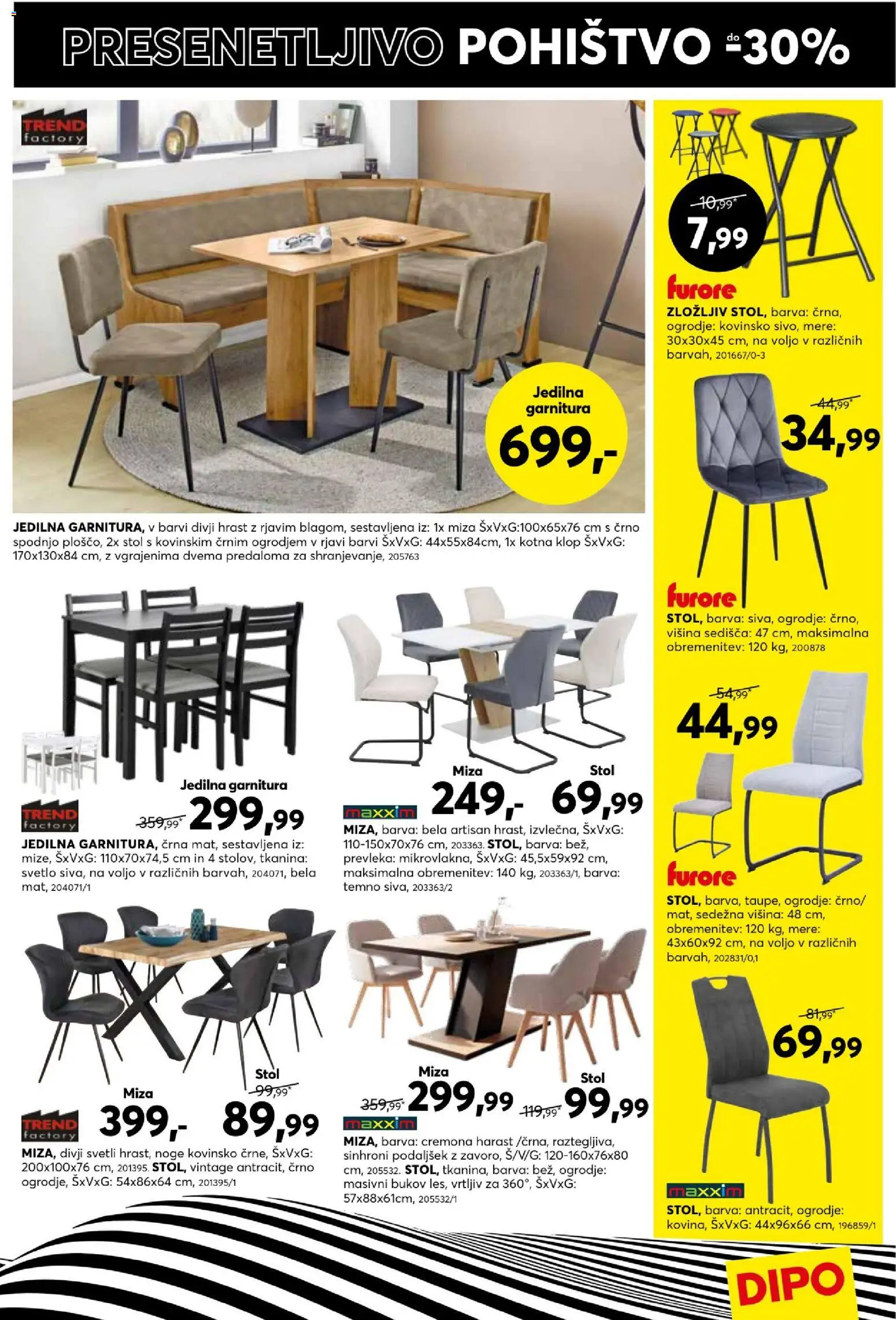 Novi Dipo katalog ponudbe – veljaven od 02.09.2026 | Stran: 7 | Izdelki: Pohištvo, Prevleka, Stol, Barva