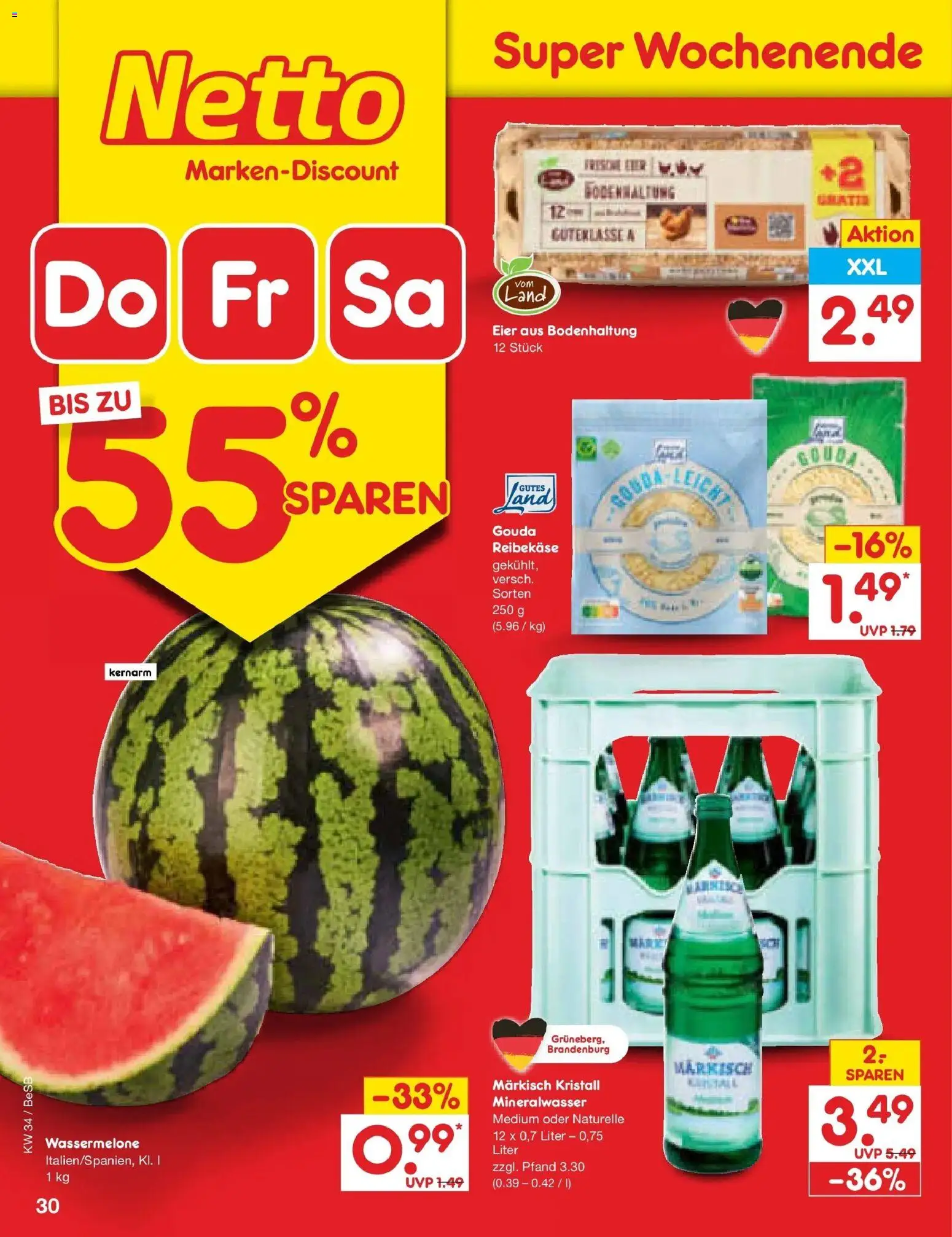 Netto Marken-Discount Prospekt Kremmen – gültig ab 17.08.2026 | Seite: 48 | Produkte: Eier, Gouda, Mineralwasser, Reibekase