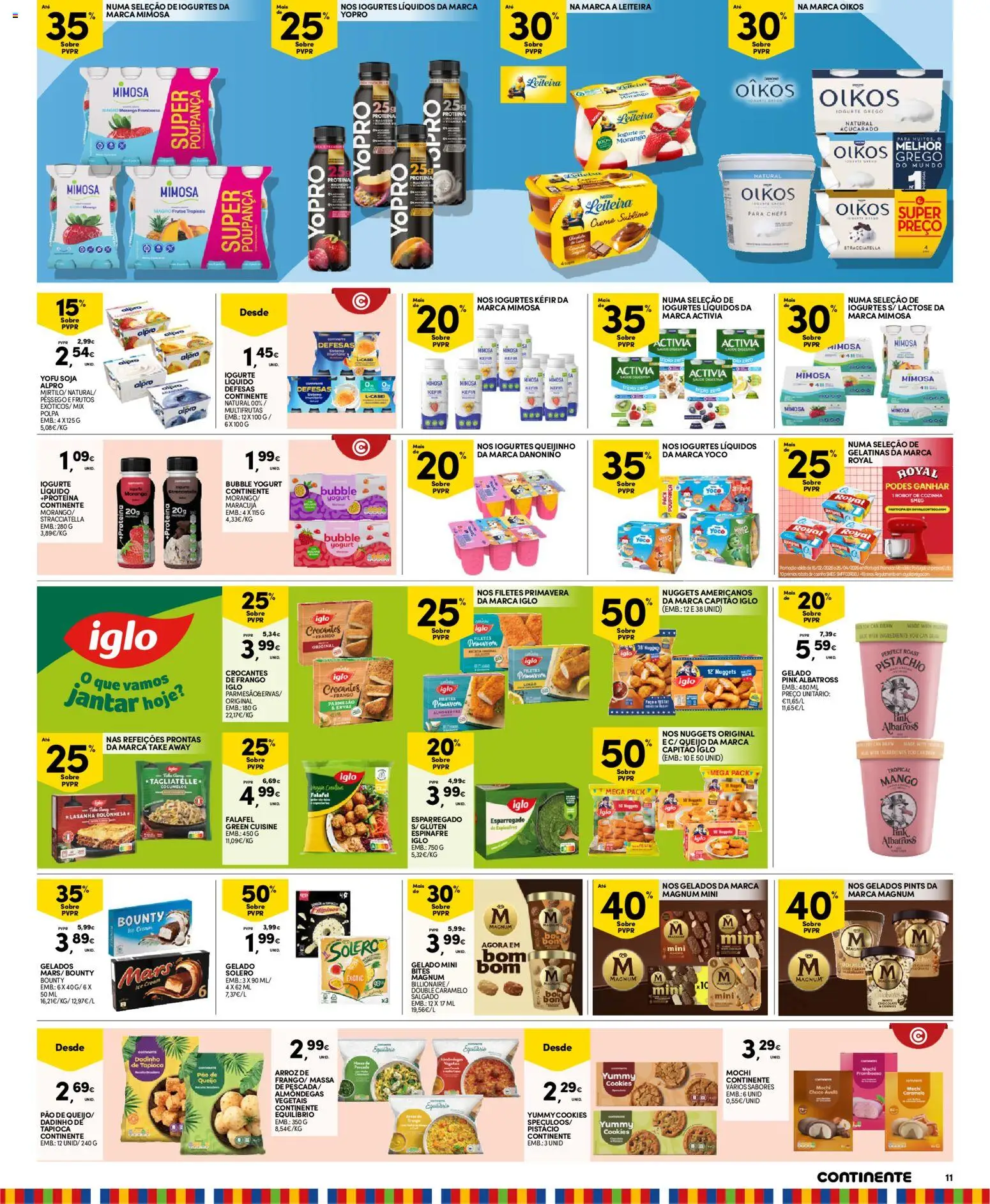 Continente Madeira │ válido de 07/04/2026 | Página: 11 | Produtos: Gelado, Pão, Massa, Iogurte liquido