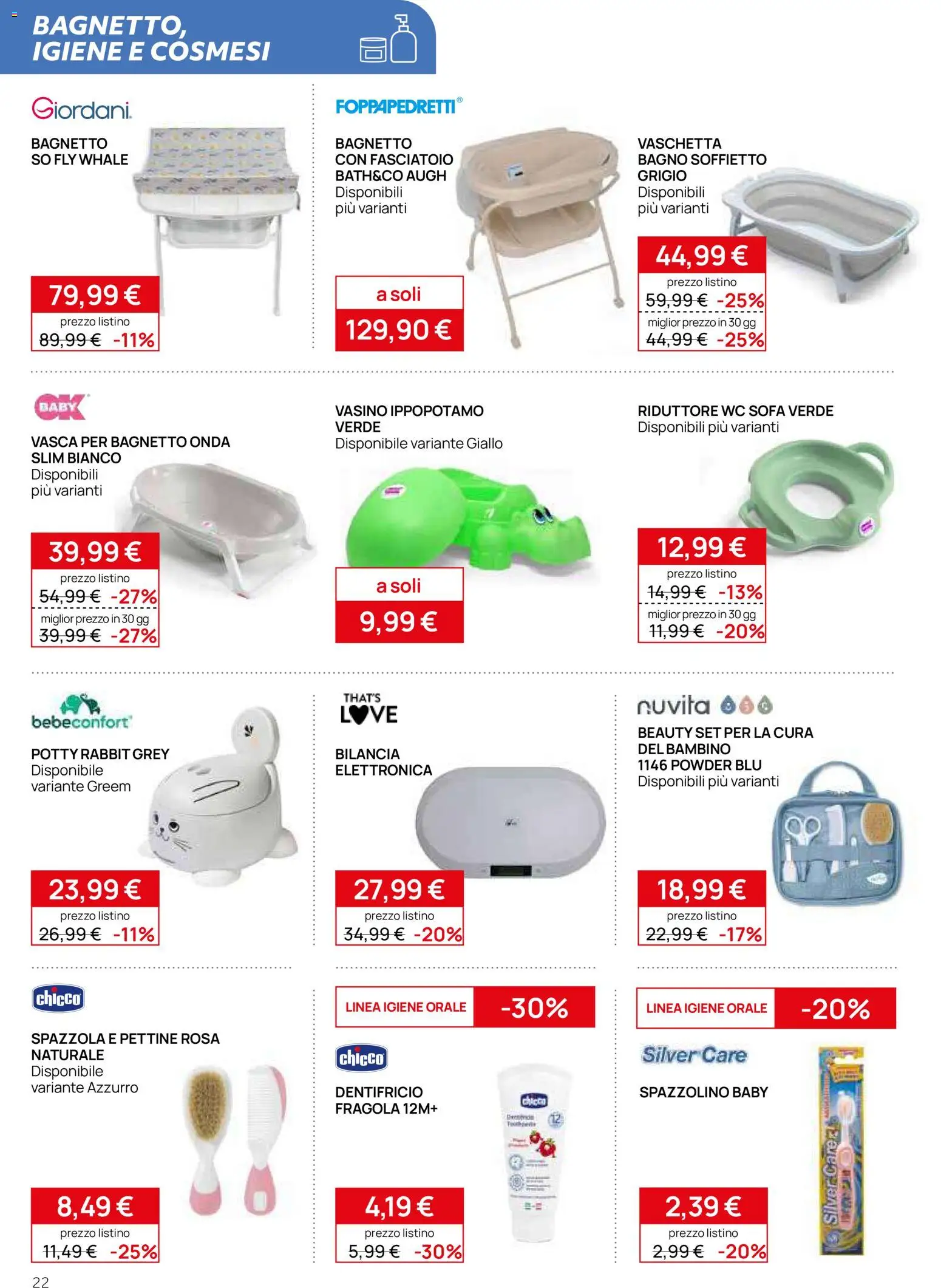 Volantino Prenatal del 06.05.2026 | Pagina: 22 | Prodotti: Spazzola, Pettine, Bagnetto, Bagno