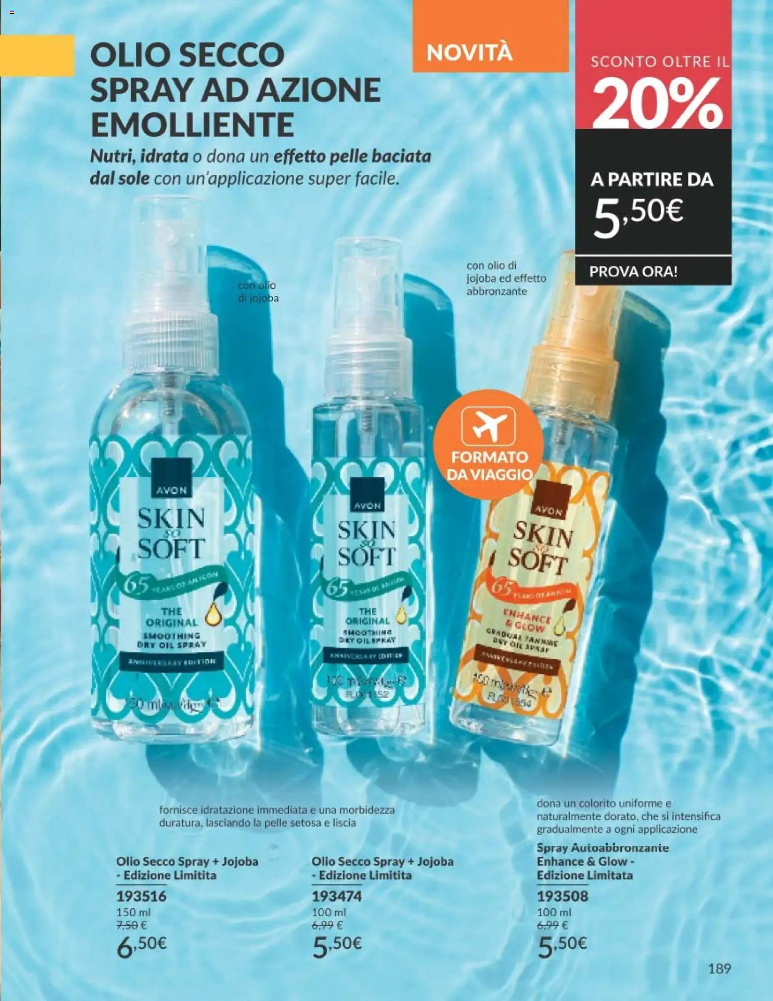 Volantino Avon del 01.05.2026 | Pagina: 189 | Prodotti: Autoabbronzante, Olio