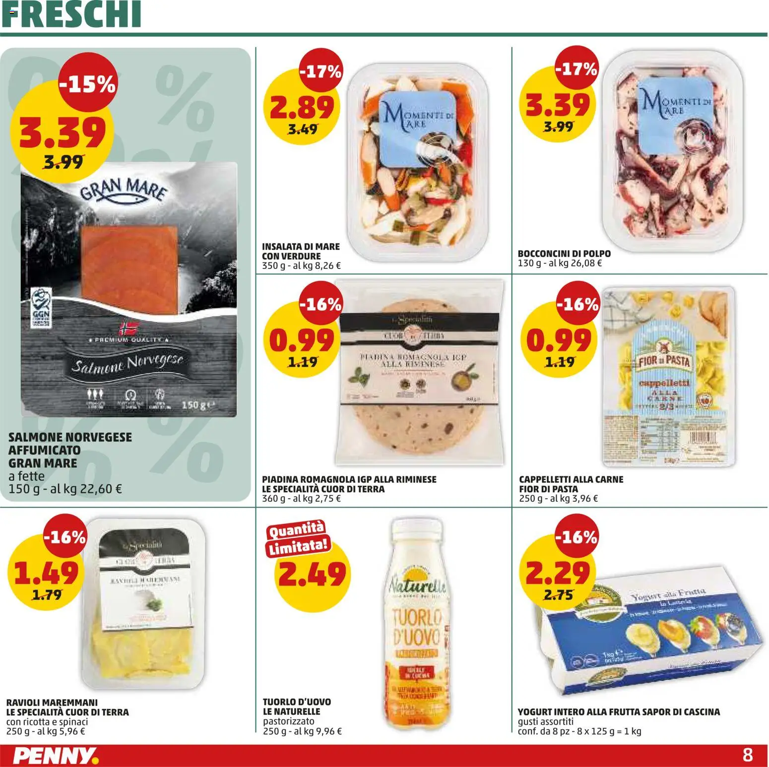Volantino PENNY del 24/09/2026 | Pagina: 8 | Prodotti: Insalata, Pasta, Ravioli, Carne