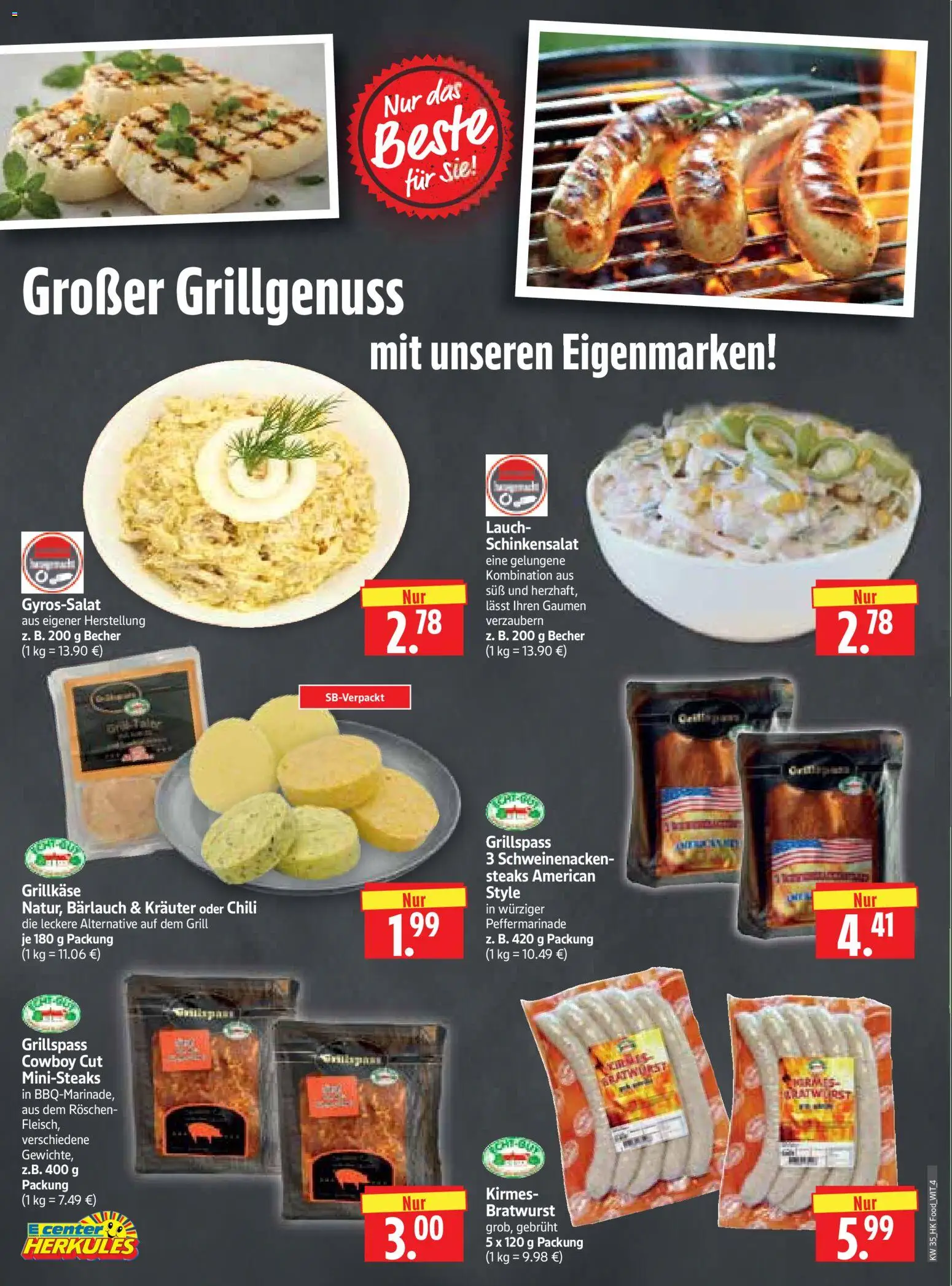 HERKULES Prospekt – gültig ab 24.08.2026 | Seite: 4 | Produkte: Bratwurst, Schweinenacken, Chili, Lauch