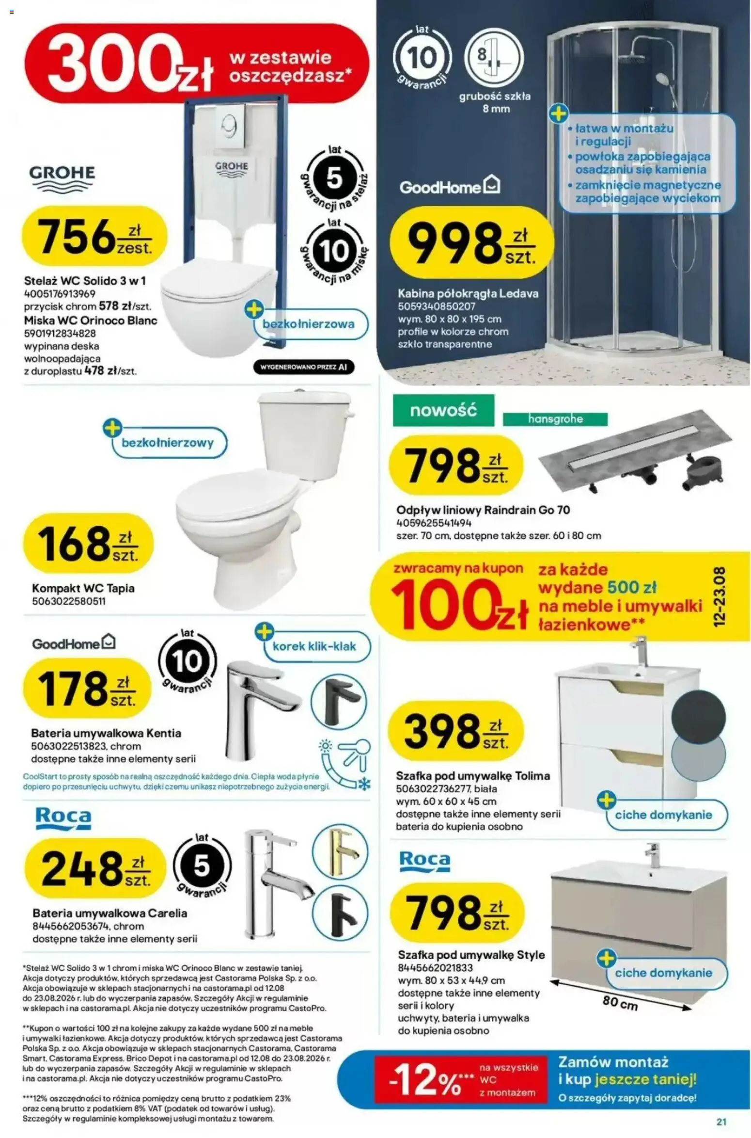 Castorama gazetka od 12.08.2026 | Strona: 21 | Produkty: Umywalka, Bateria, Woda