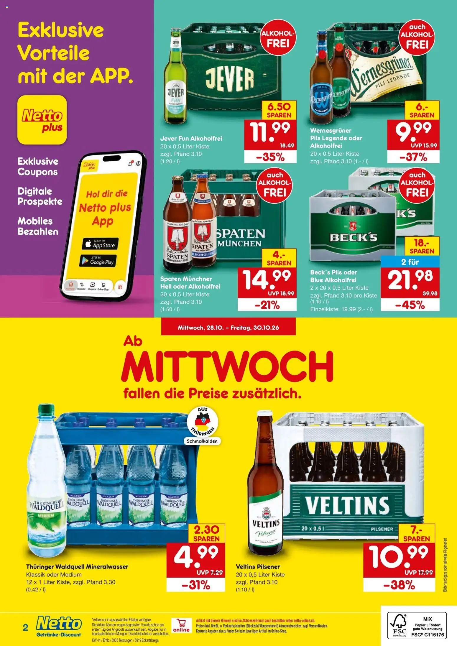 Netto Marken-Discount Prospekt Eckartsberga – gültig ab 26.10.2026 | Seite: 2 | Produkte: Pils, Wernesgruner, Bilder, Veltins