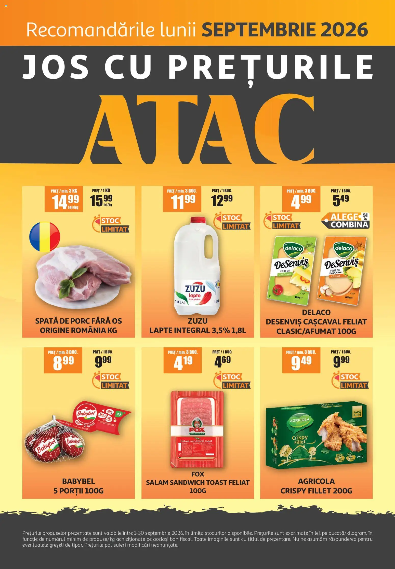 Noul catalog ATAC – valabil de la 01.09.2026 | Pagină: 1 | Produse: Agricola, Zuzu, Lapte, Salam