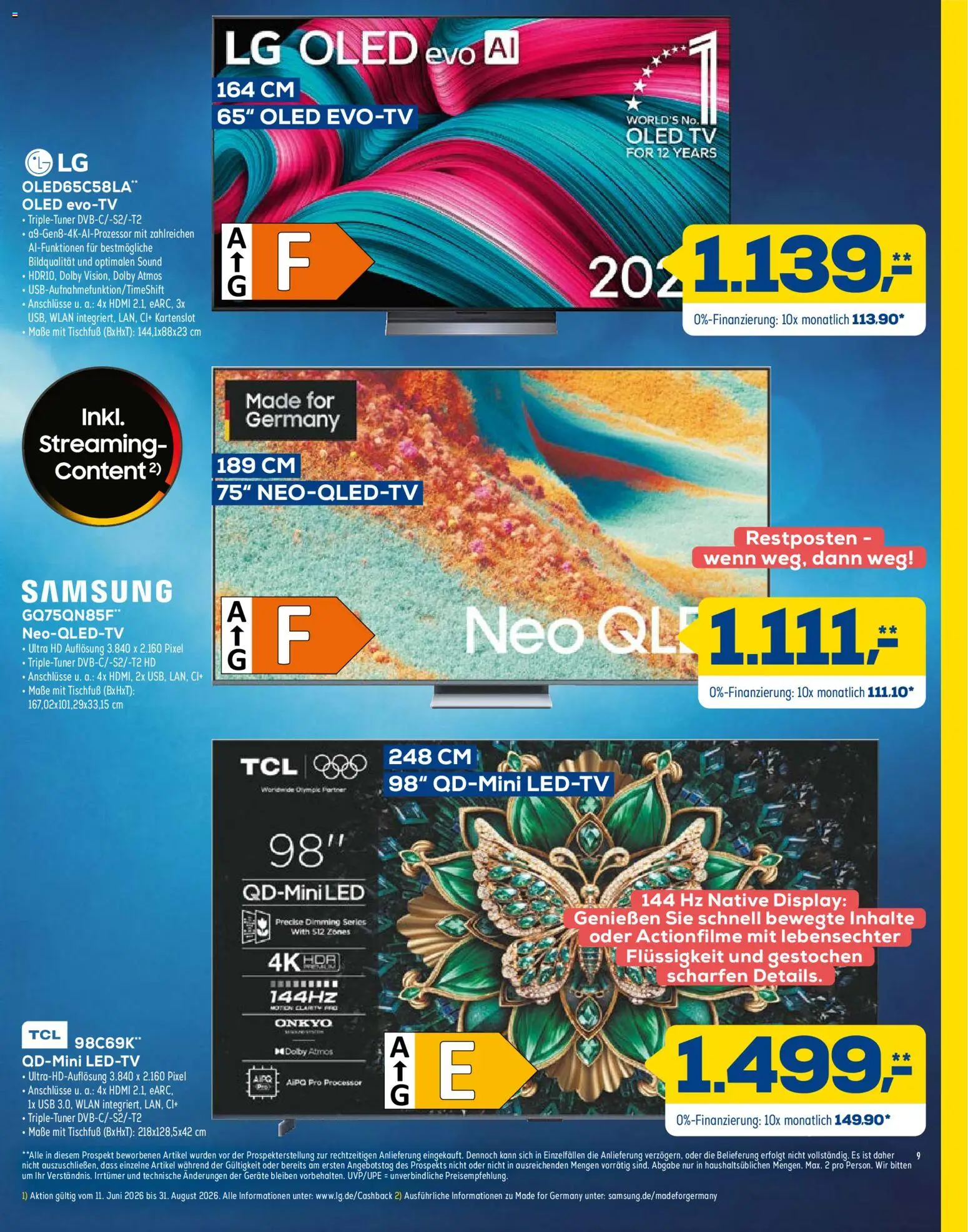 Euronics Prospekt Genau Richtig – gültig ab 15.08.2026 | Seite: 9 | Produkte: LG, USB, Samsung, TV
