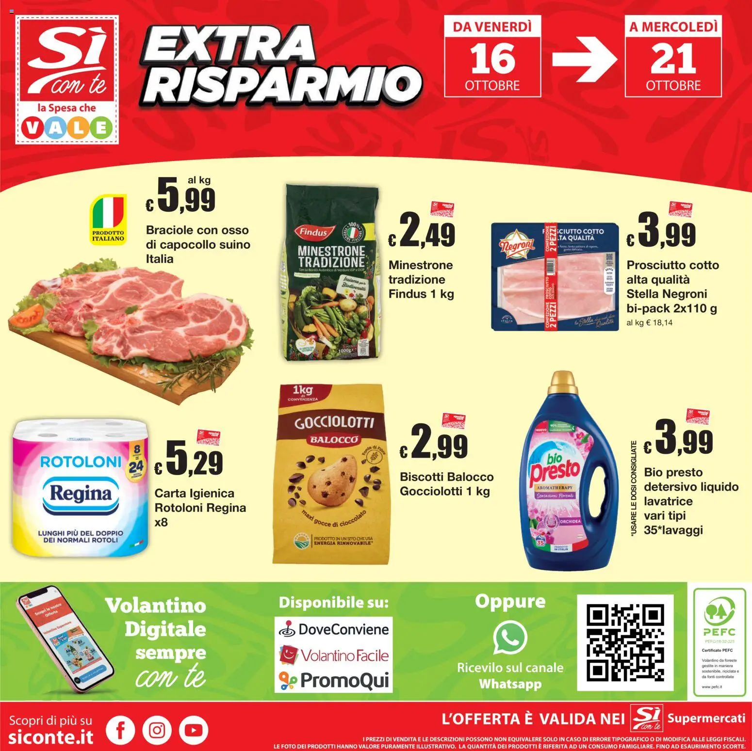 Volantino Sì con Te del 08/10/2026 | Pagina: 20 | Prodotti: Cioccolato, Biscotti, Verdure, Suino