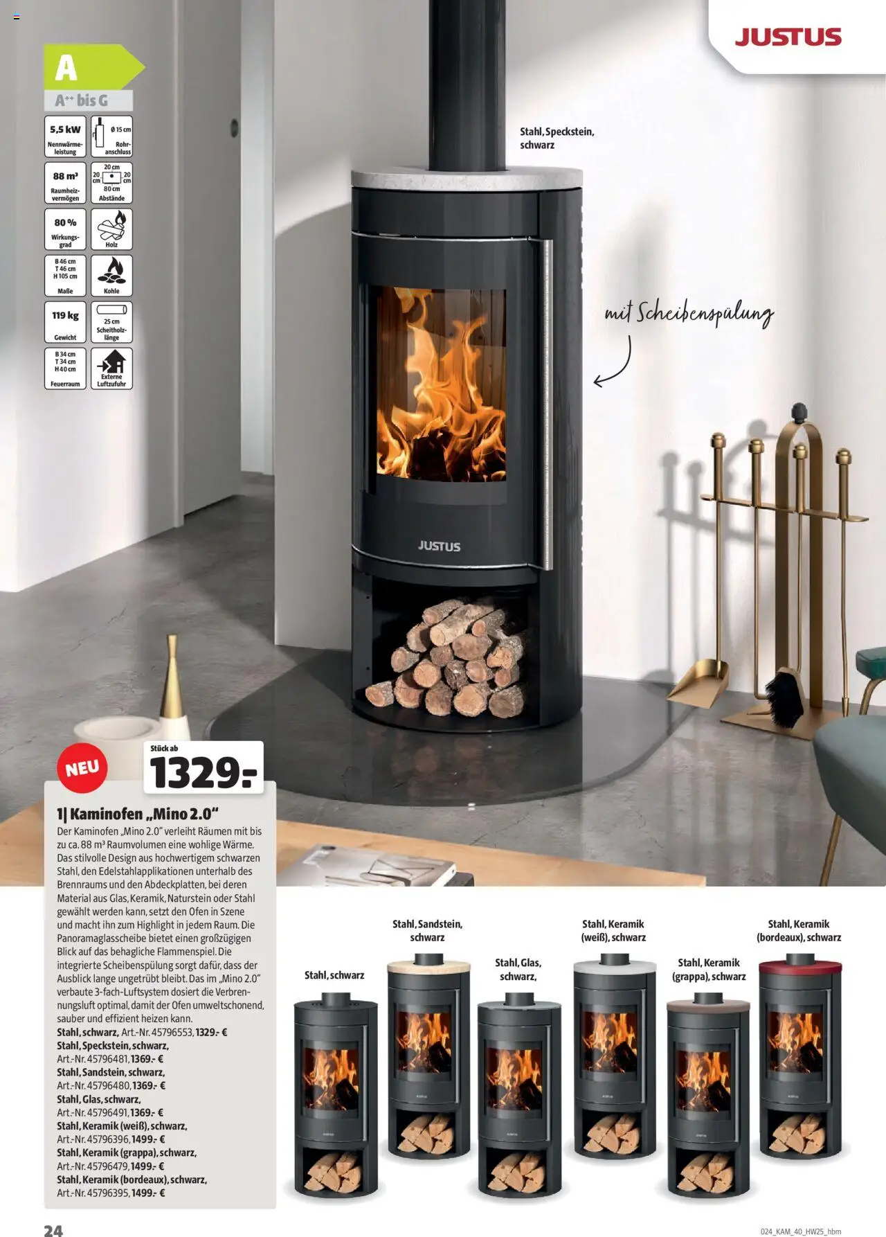 Hagebau Kaminöfen – gültig ab 07.07.2025 | Seite: 24 | Produkte: Ofen, Gewicht, Kaminofen