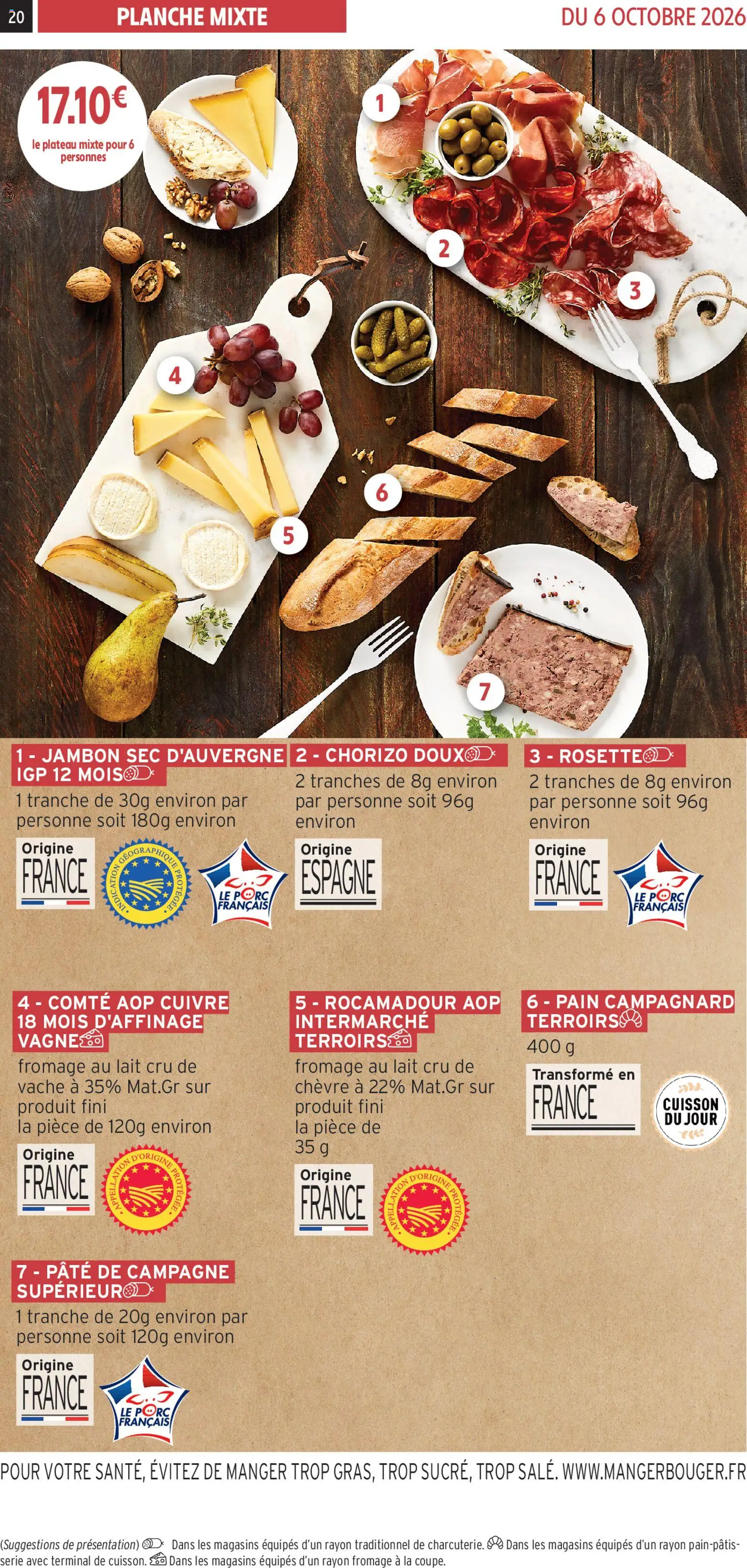 {H1} | Page: 20 | Produits: Plateau, Rocamadour, Pain, Jambon