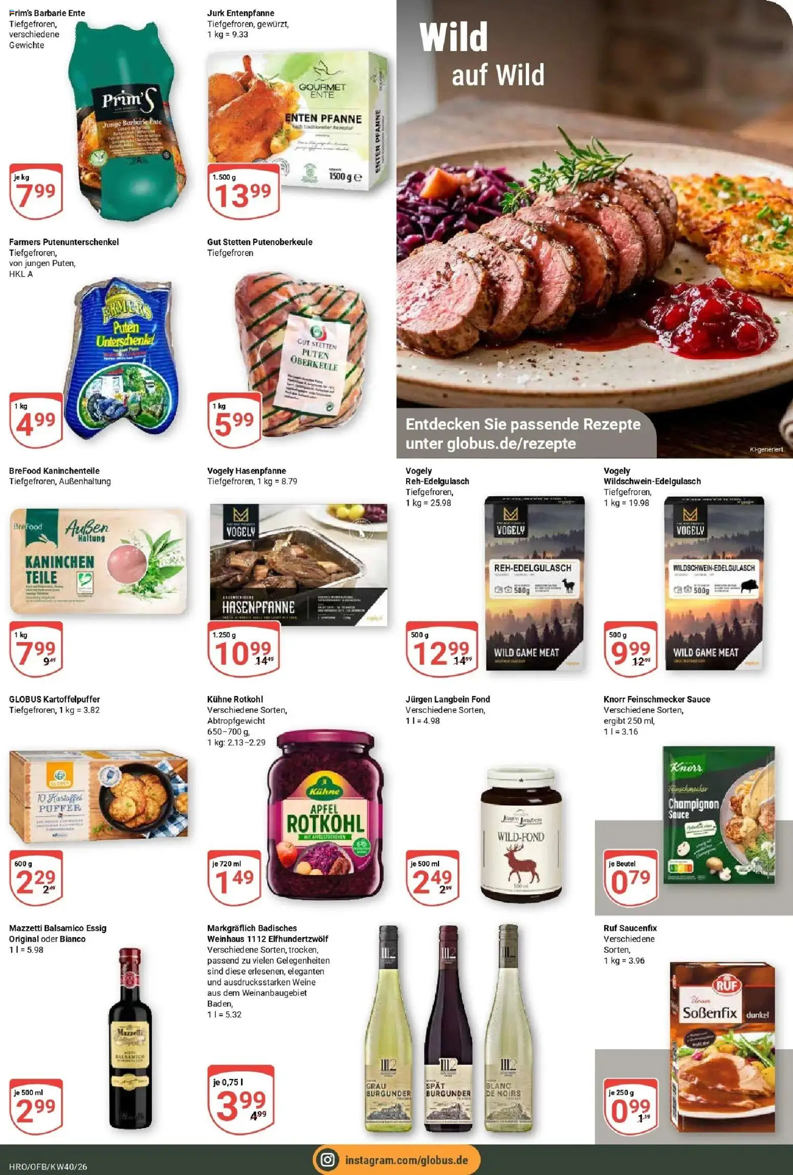 Globus Prospekt Rostock (ab 28.09.2026) » Angebote online | Seite: 12 | Produkte: Rotkohl, Balsamico, Kaninchen, Äpfel