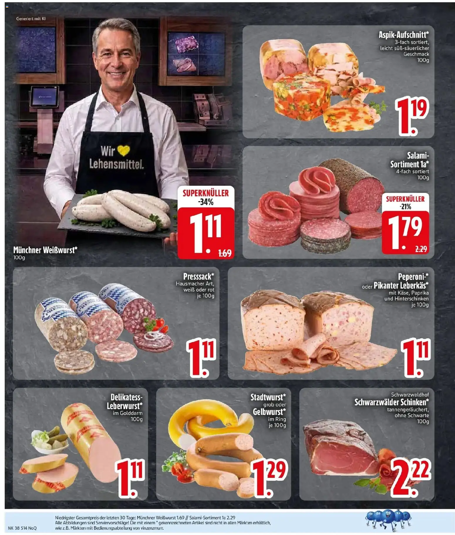 Edeka Prospekt Kirchdorf I.Wald (ab 14.09.2026) » Angebote Online | Seite: 16 | Produkte: Weißwurst, Paprika, Salami