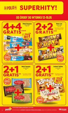 Pogląd oferty "POLOmarket gazetka" - ważna od 13.05.2026 | Strona: 4 | Produkty: Krowka, Toffifee, Baton, Cukierki