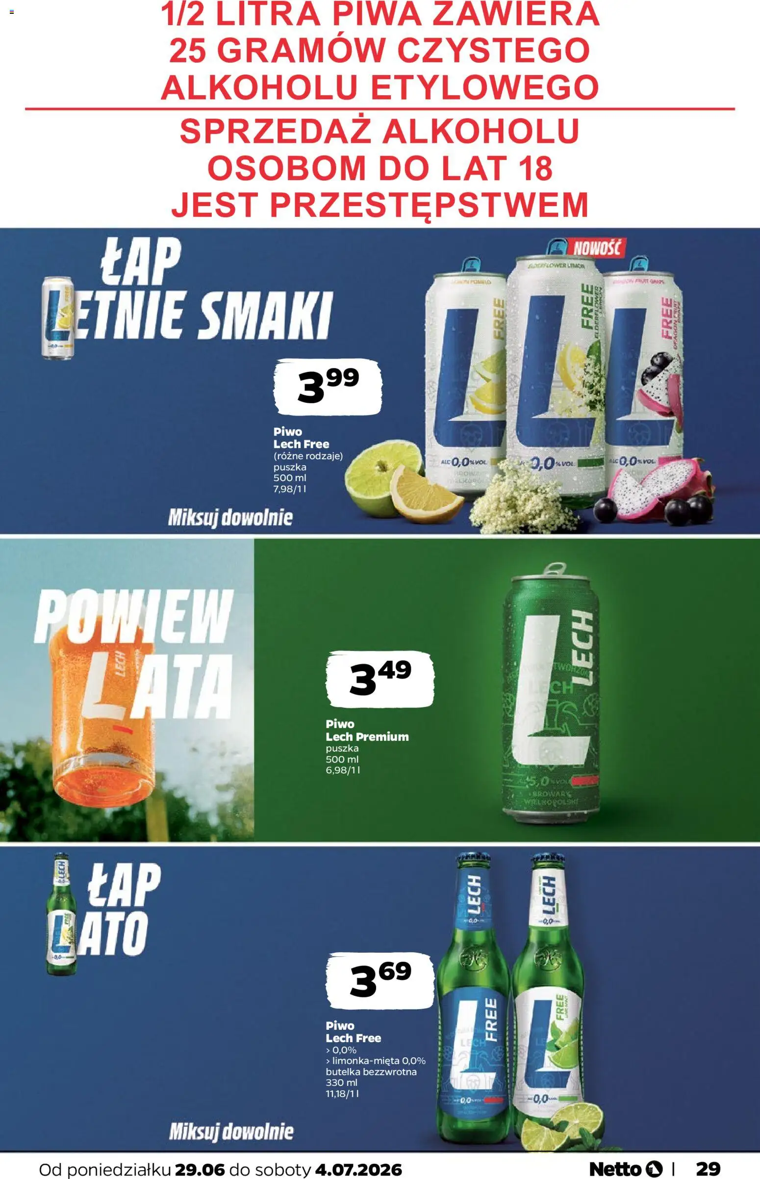 Netto gazetka od poniedziałku spożywcza od 29.06.2026 | Strona: 29 | Produkty: Piwo