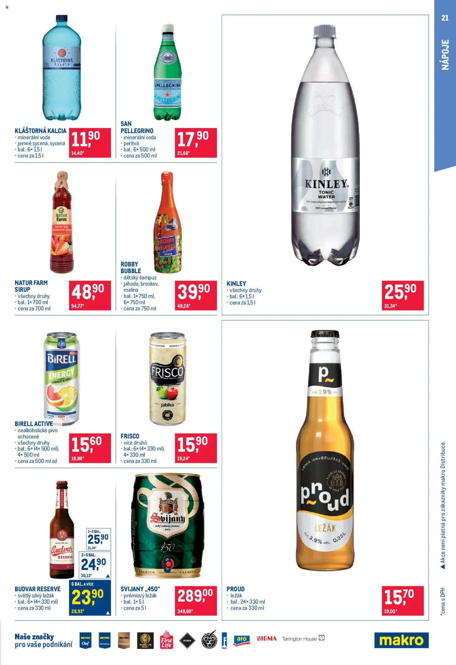 Makro leták - Pro milovníky jídla od 26.08.2026 | Strana: 21 | Produkty: Frisco, Sirup, Tonic, Minerální voda