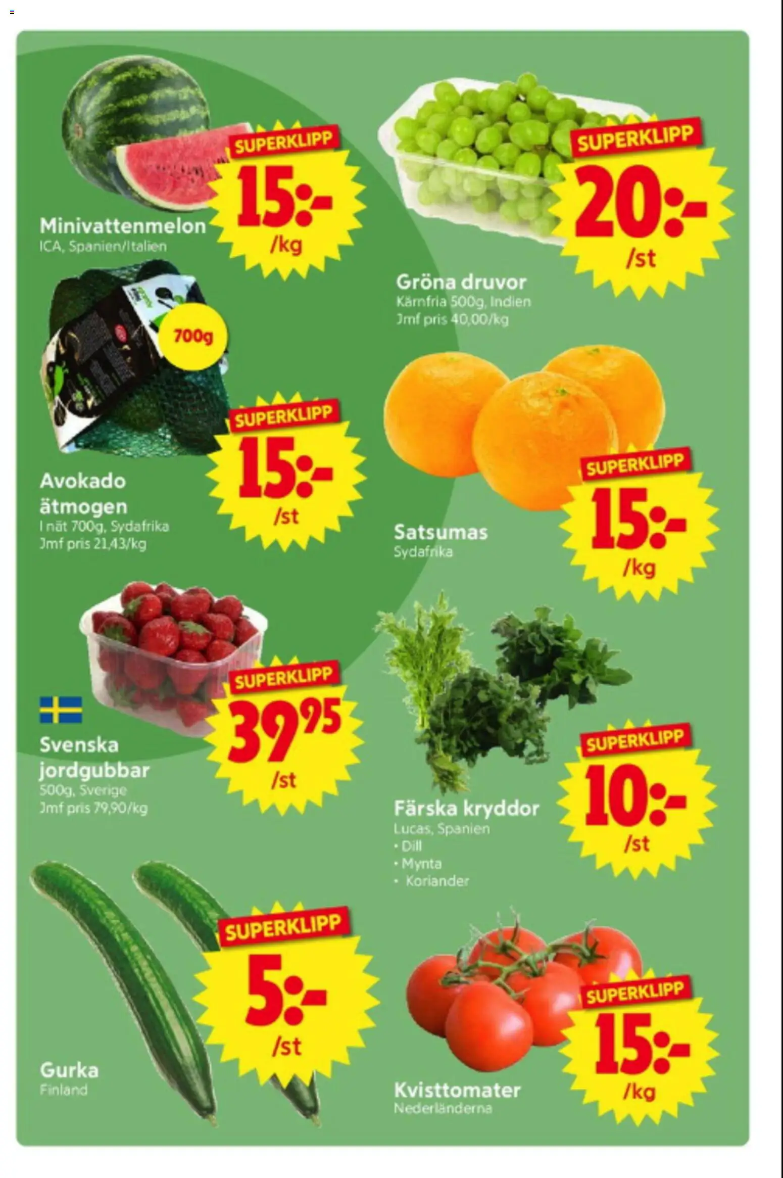 Nya Pulsen reklamblad aktuell från 08.06.2026 | Sida: 6 | Produkter: Jordgubbar, Gurka, Mynta, Koriander