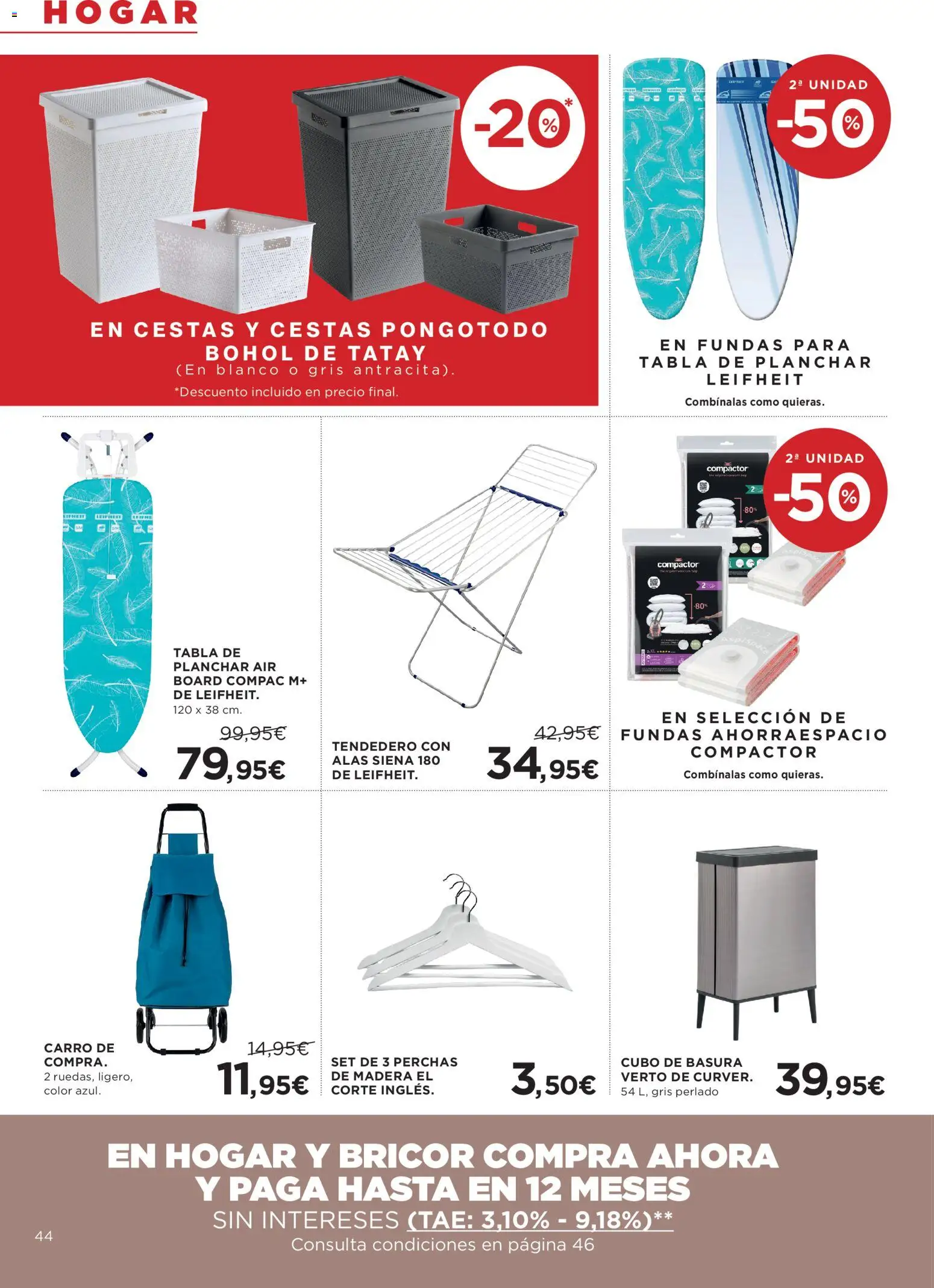 Hipercor catálogo │ válido desde el 21.05.2026 | Página: 44 | Productos: Tendedero, Tabla de planchar, Διακόπτης κυκλώματος
