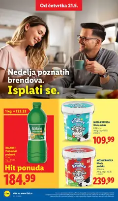 MOJA KRAVICA Kiselo mleko, 2,8% m. m. 700 g - pregled Lidl kataloga - važi od 21.05.2026 | Strana: 30 | Proizvode: Kisela pavlaka, Kiselo mleko, Moja kravica, Pavlaka