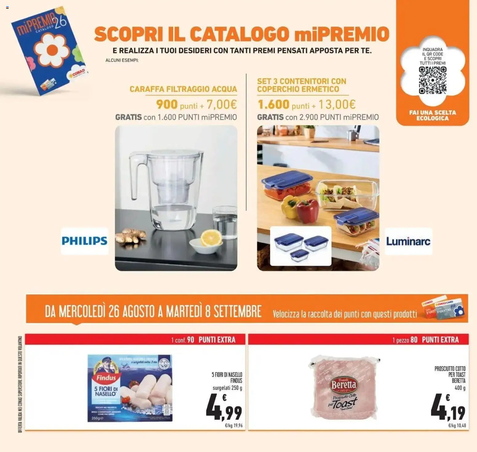 Volantino Conad dal 26/08/2026 > Anteprima | Pagina: 42 | Prodotti: Caraffa, Prosciutto Cotto, Fiori, Nasello