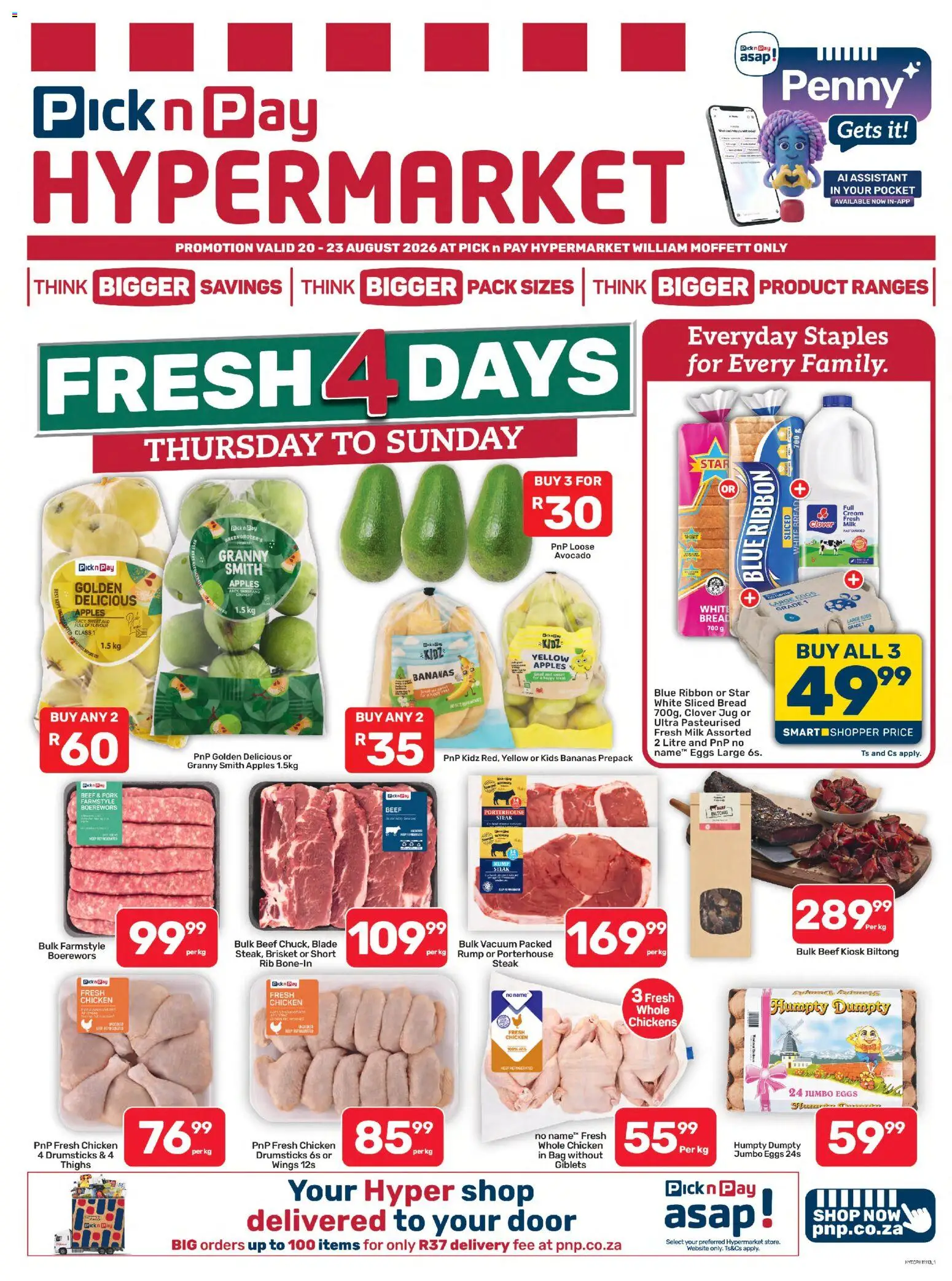New Pick n Pay catalogue – valid from 20/08/2026 | Page: 1 | Products: Boerewors, Chicken, Pork, Cream