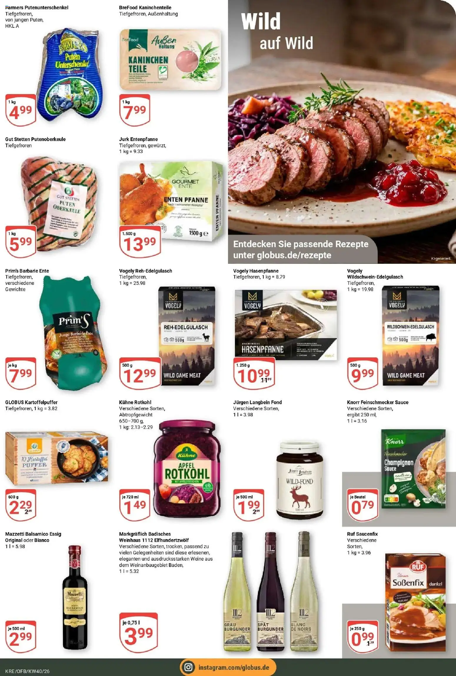 Globus Prospekt Krefeld (ab 28.09.2026) » Angebote online | Seite: 12 | Produkte: Balsamico, Kaninchen, Knorr, Ente