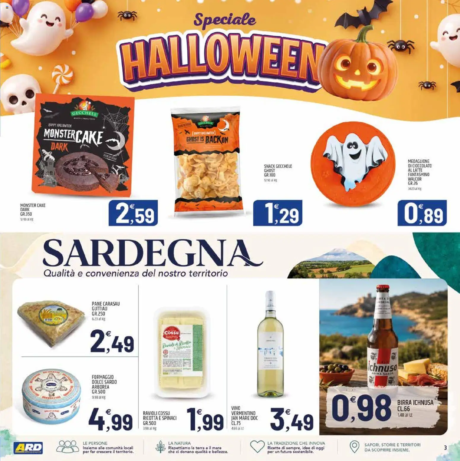 Volantino ARD Discount del 19/10/2026 | Pagina: 3 | Prodotti: Cioccolato, Vino, Spinaci, Birra Ichnusa