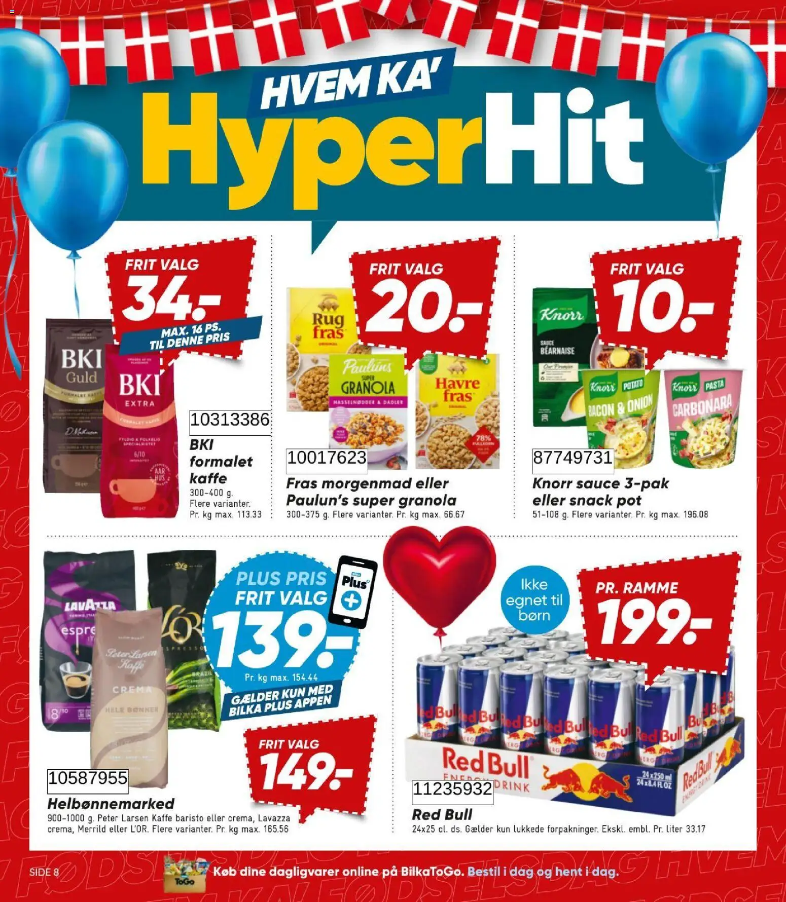 Bilka tilbudsavis – gyldig fra 14/08/2026 | Side: 8 | Produkter: Kaffe, Pasta, Hasselnødder, Dadler