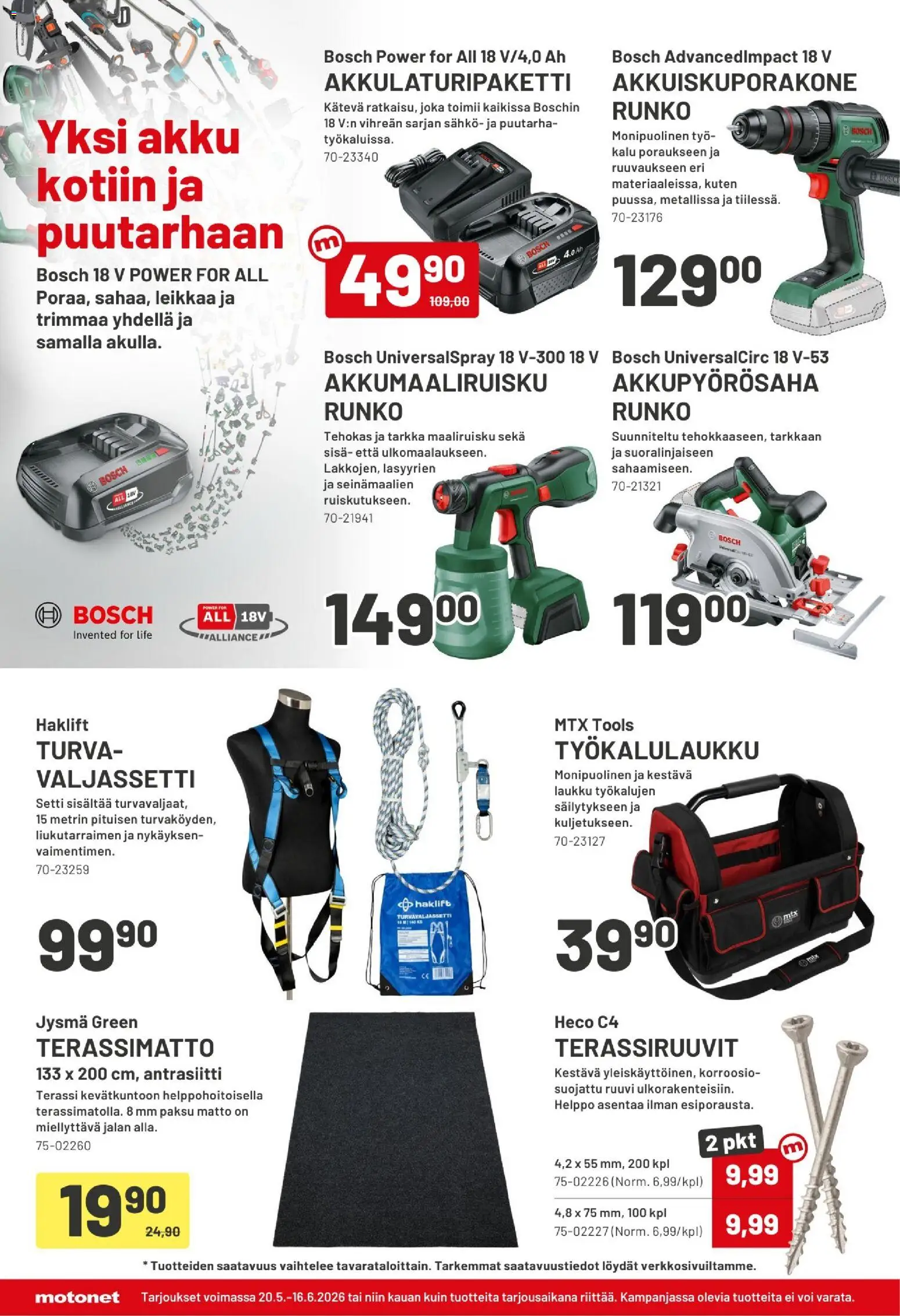Motonet tarjoukset – voimassa 20.05.2026 alkaen | Sivu: 10 | Tuotteet: Laukku, Akku, Matto, Voi