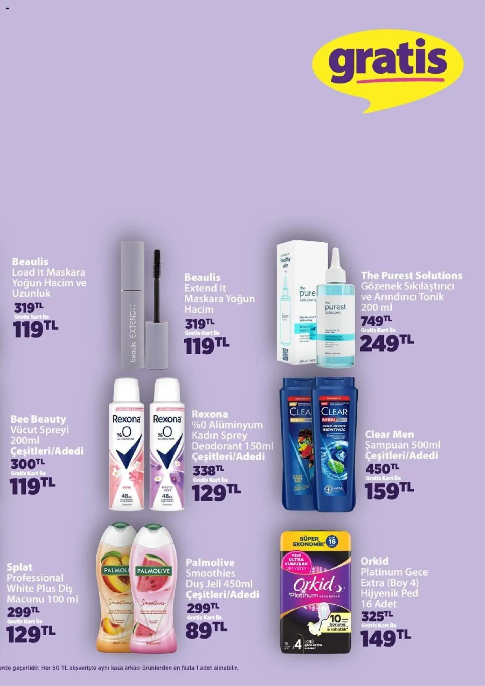 Gratis Katalog - 05.05.2026 tarihinden itibaren geçerlidir | Sayfa: 7 | Ürünler: Hijyenik ped, Duş jeli, Deodorant, Kasa