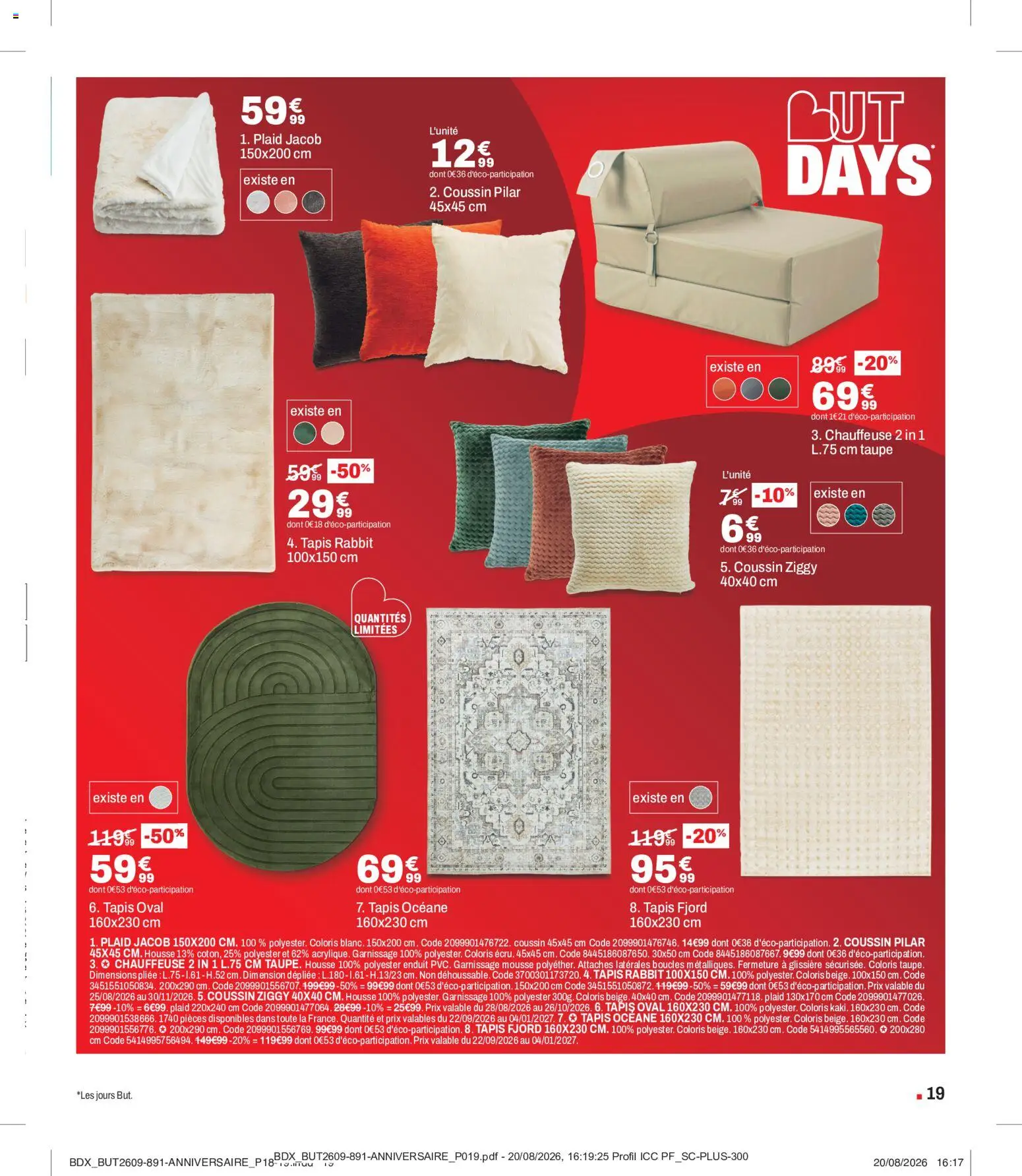 {H1} | Page: 19 | Produits: Chauffeuse, Mousse, Plaid, Tapis