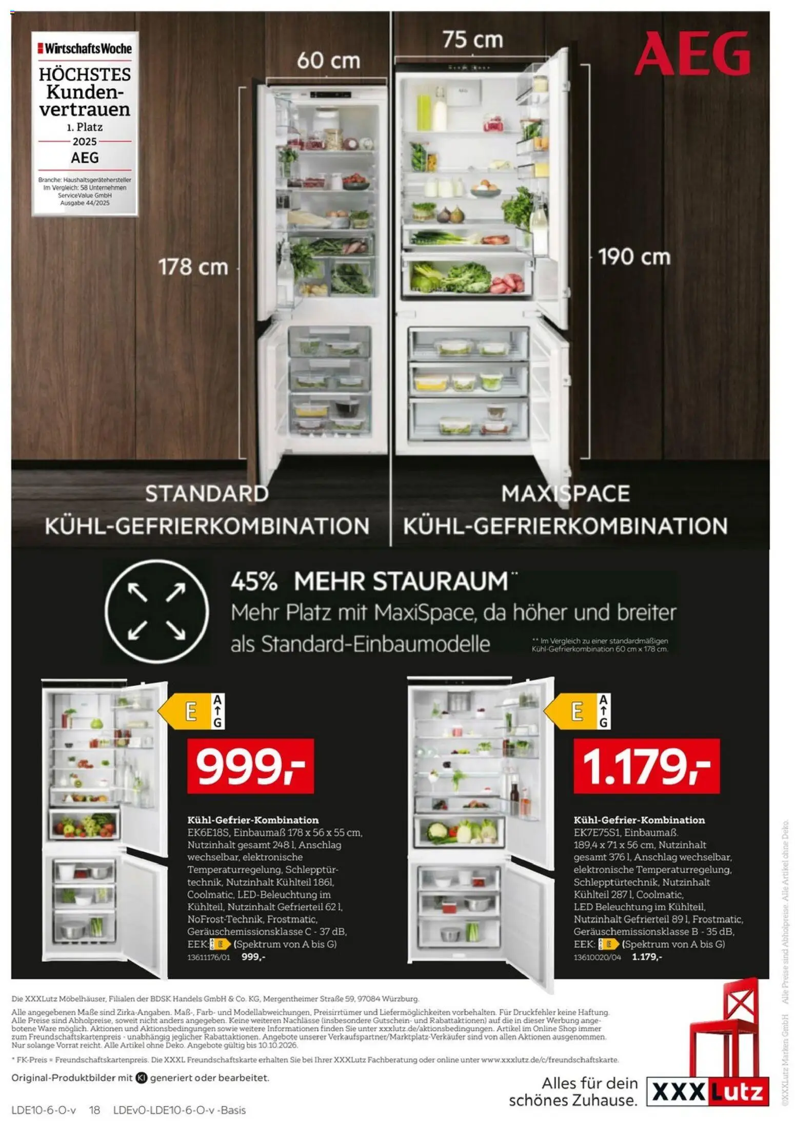 XXXLutz Nr. 1 bei Küchen – gültig ab 26.09.2026 | Seite: 18 | Produkte: Kühlgefrierkombination