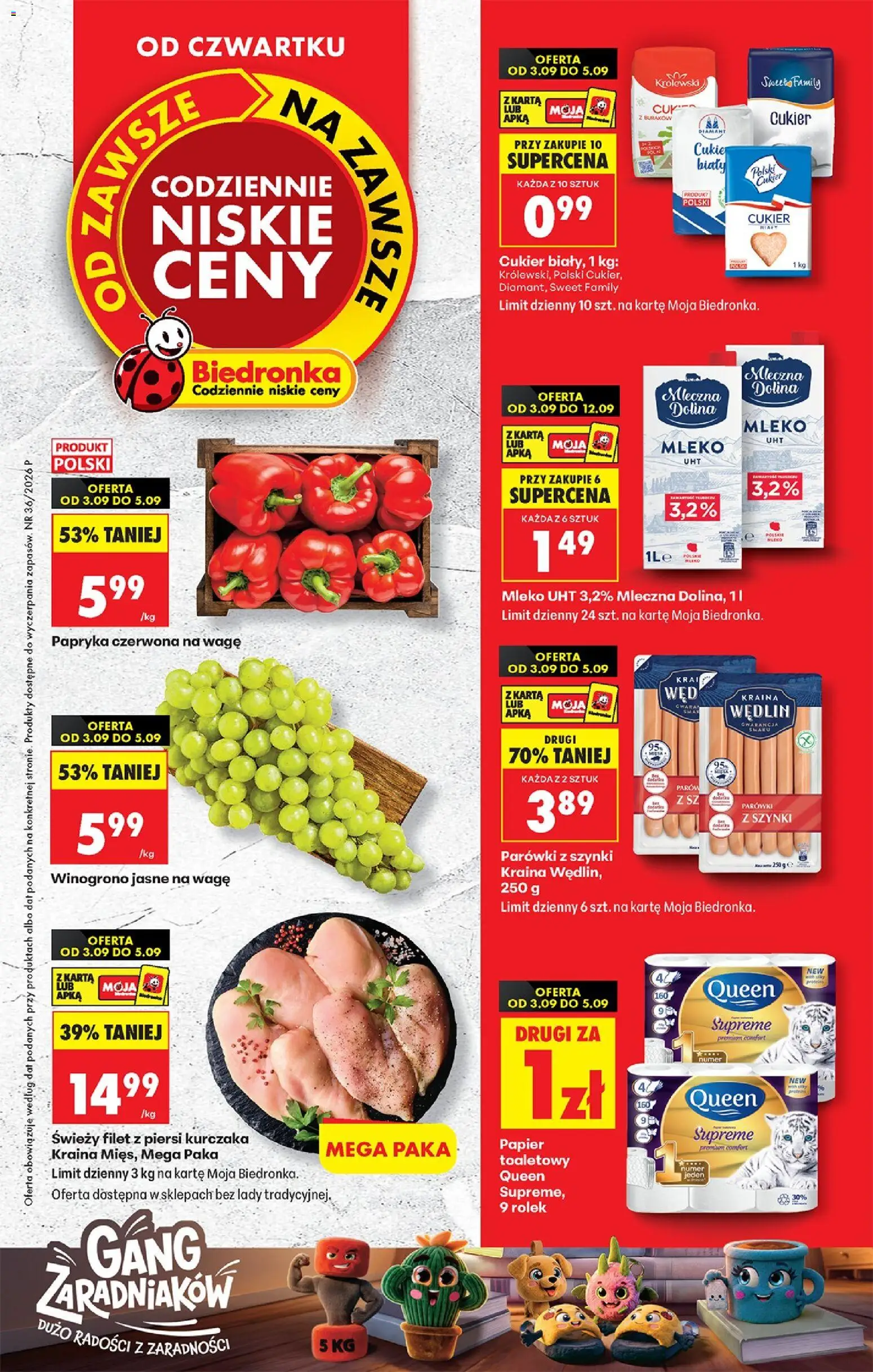 Biedronka Polsko leták - Codziennie niskie ceny od 03.09.2026 | Strana: 1 | Produkty: Mléko, Filet
