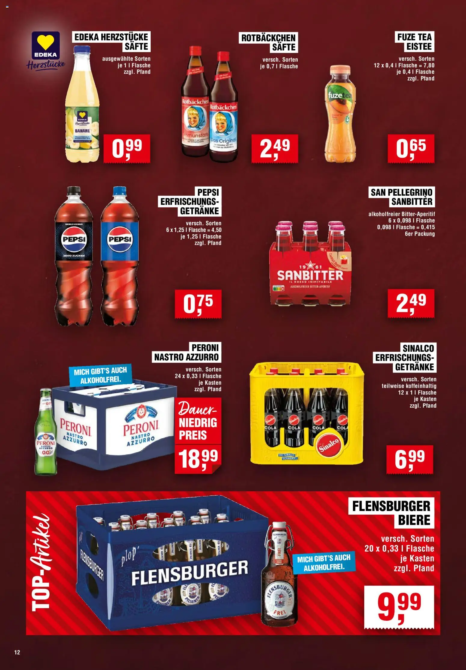 Handelshof Prospekt – gültig ab 05.11.2026 | Seite: 12 | Produkte: Fuze tea, Cola, Flensburger, Pepsi