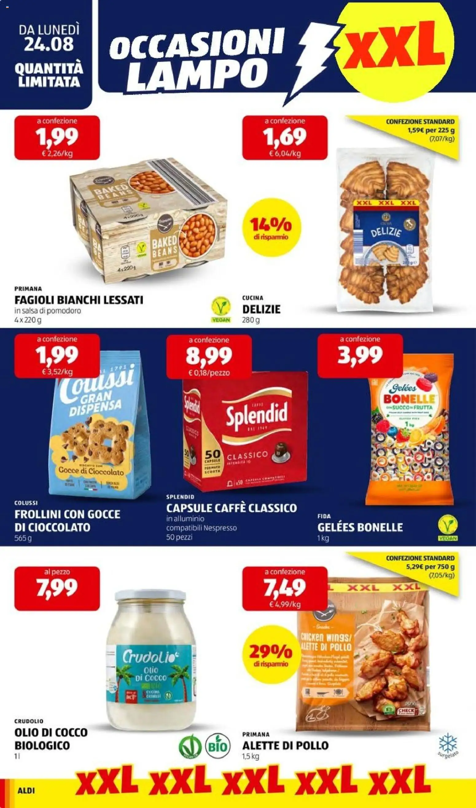 Volantino Aldi del 24/08/2026 | Pagina: 16 | Prodotti: Fagioli, Pomodoro, Olio, Alluminio