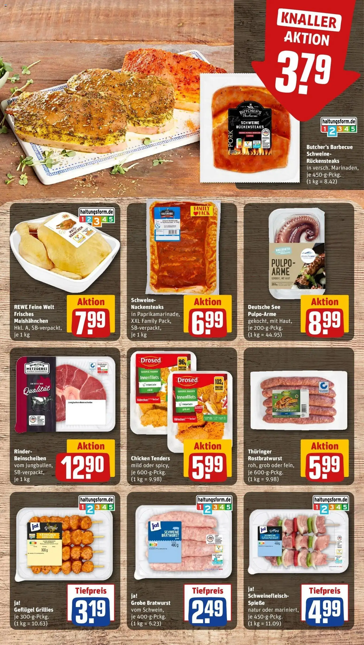 REWE Prospekt ab 07.09.2026 zum Blättern » Angebote | Seite: 8 | Produkte: Nackensteaks, Mais, Bratwurst, Schweinefleisch