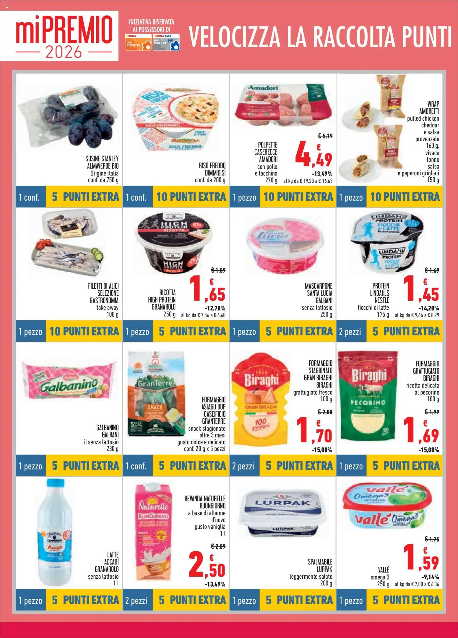 Volantino Conad del 13/08/2026 | Pagina: 4 | Prodotti: Formaggio, Tonno, Omega, Pecorino