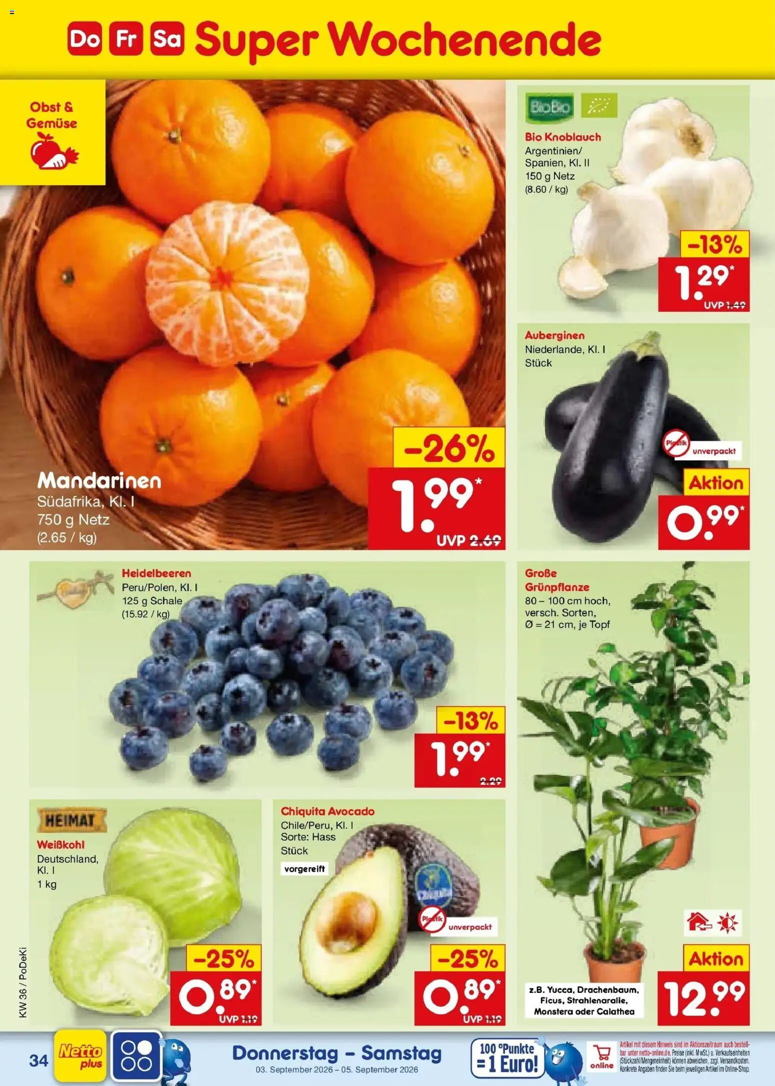 Netto Marken-Discount Prospekt Regensburg (ab 31.08.2026) » Angebote | Seite: 46 | Produkte: Mandarinen, Gemüse, Obst, Knoblauch
