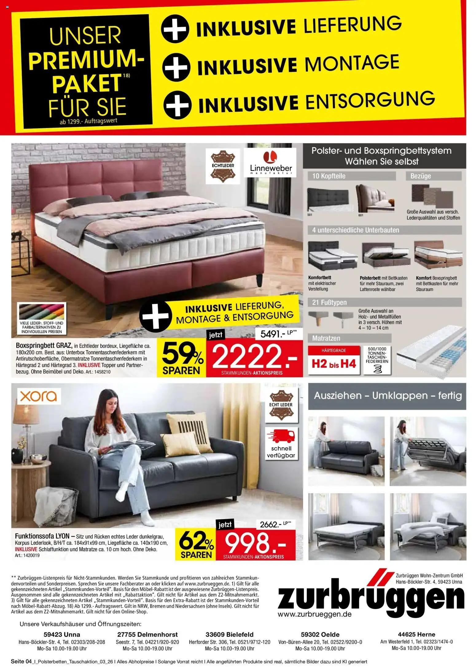 Zurbrüggen Polster-Spezial – gültig ab 27.08.2026 | Seite: 4 | Produkte: Matratze, Taschen, Polsterbett, Bilder