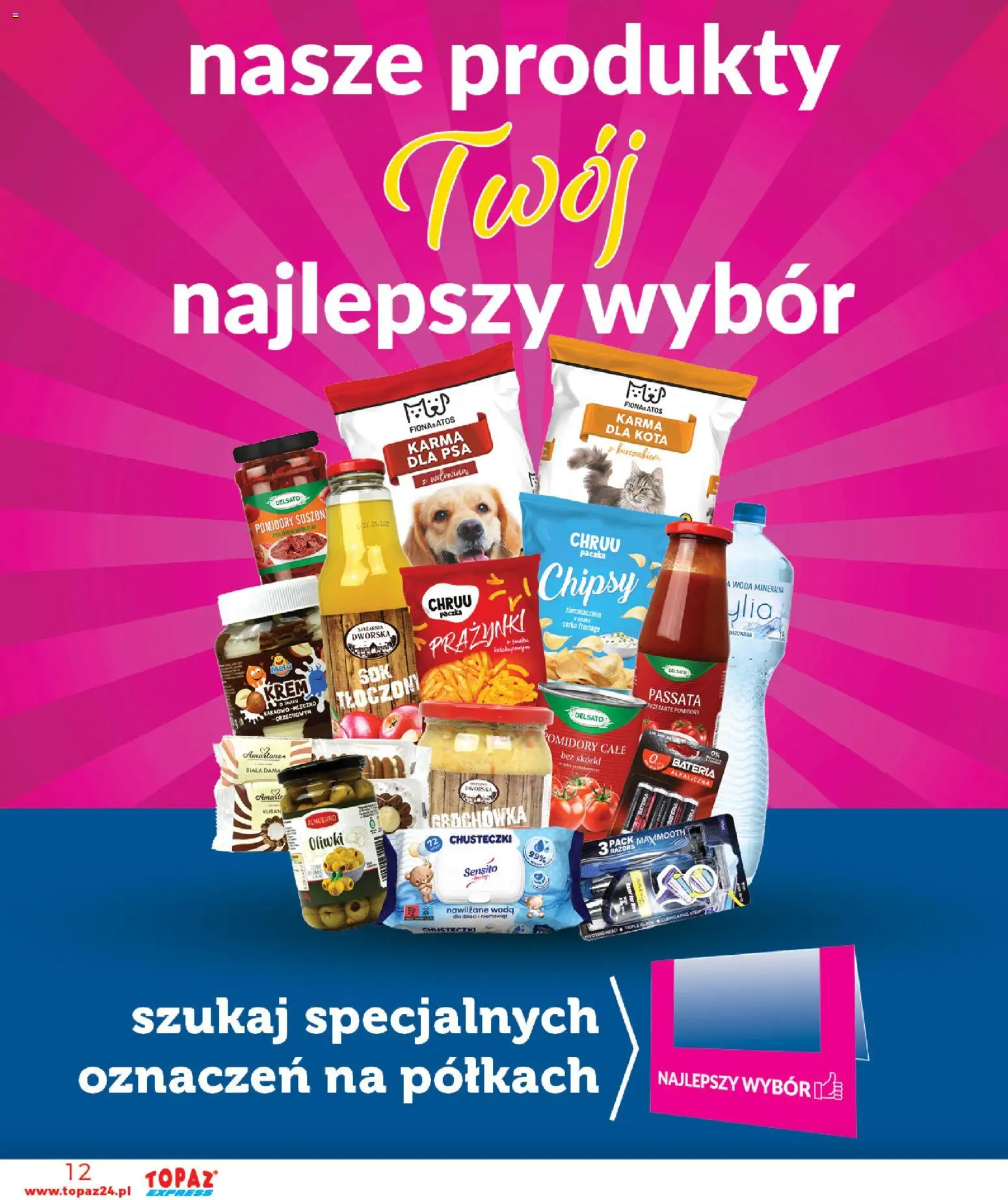 Topaz gazetka - Express od 13.08.2026 | Strona: 12 | Produkty: Chipsy, Krem, Karma, Woda
