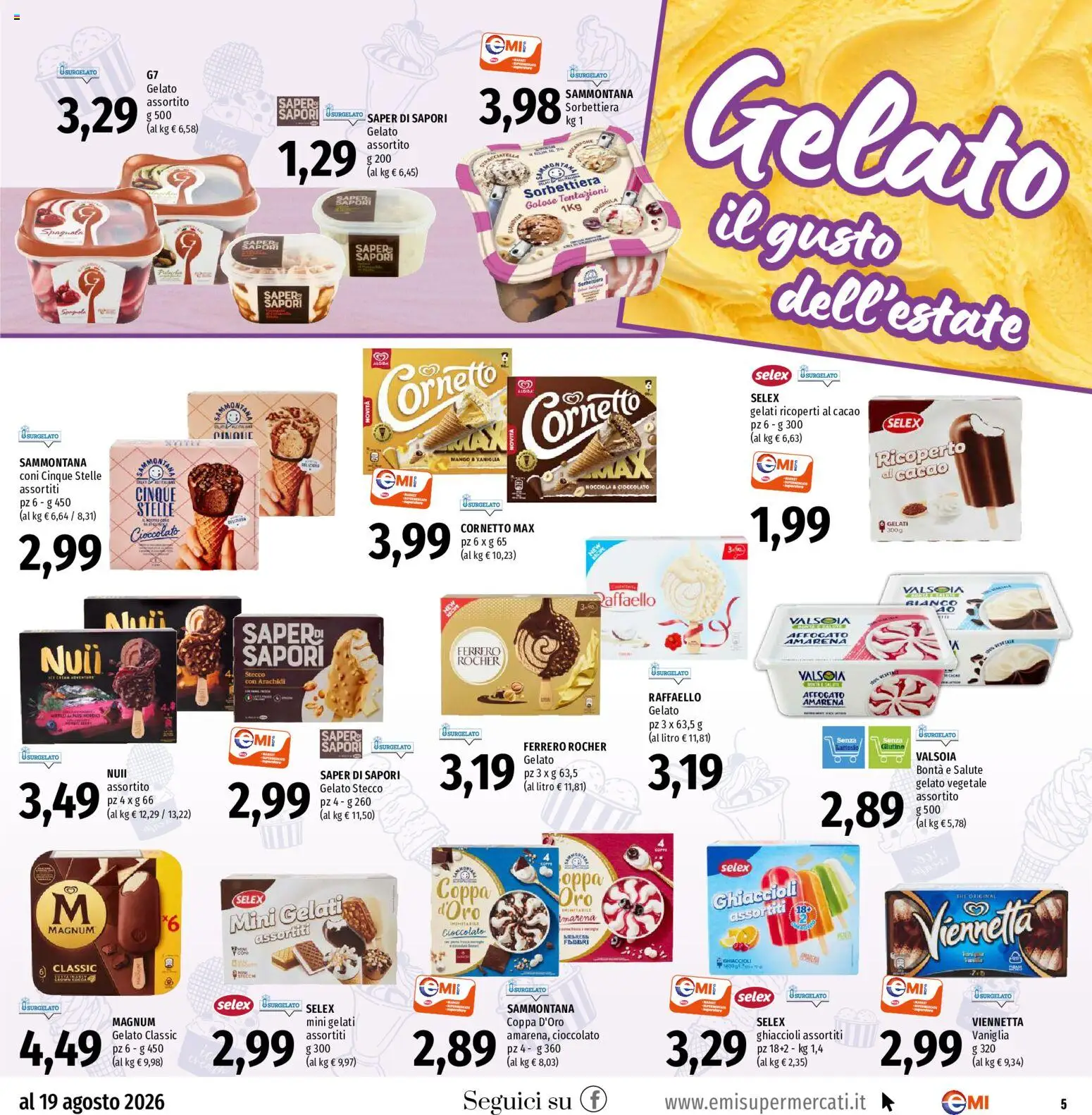 Volantino EMI del 30/07/2026 | Pagina: 5 | Prodotti: Cioccolato, Ghiaccioli, Cornetto, Amarena
