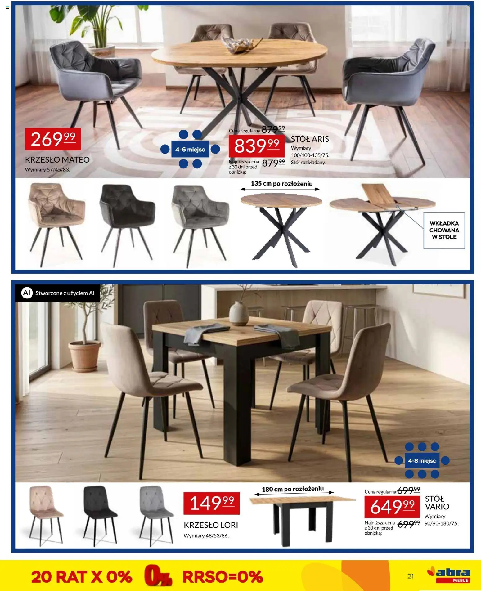 Abra meble gazetka od 14.10.2026 | Strona: 21 | Produkty: Stół, Krzesło